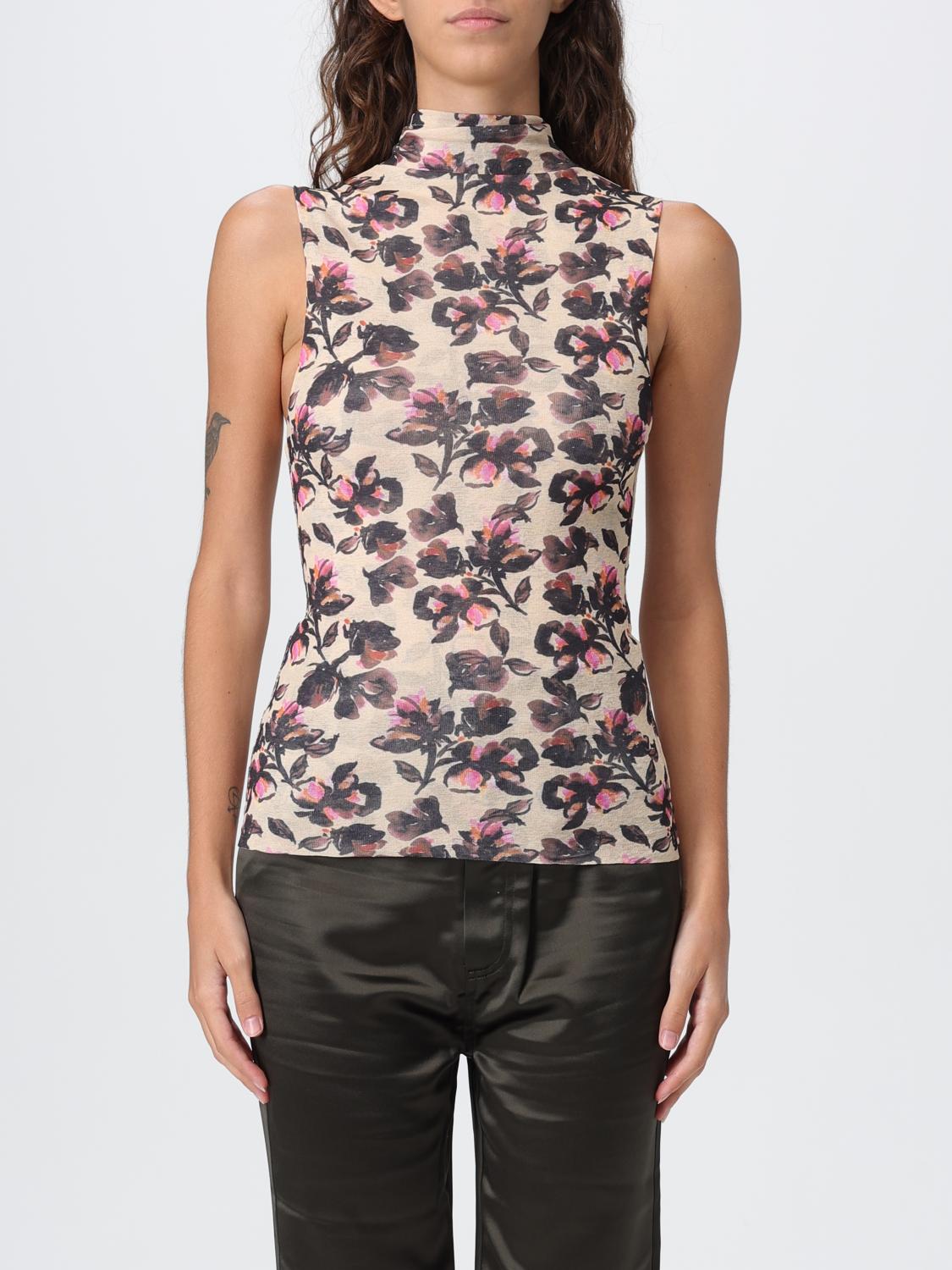 Nanushka Form-fitting Floral Print Top With High Neck In Multi