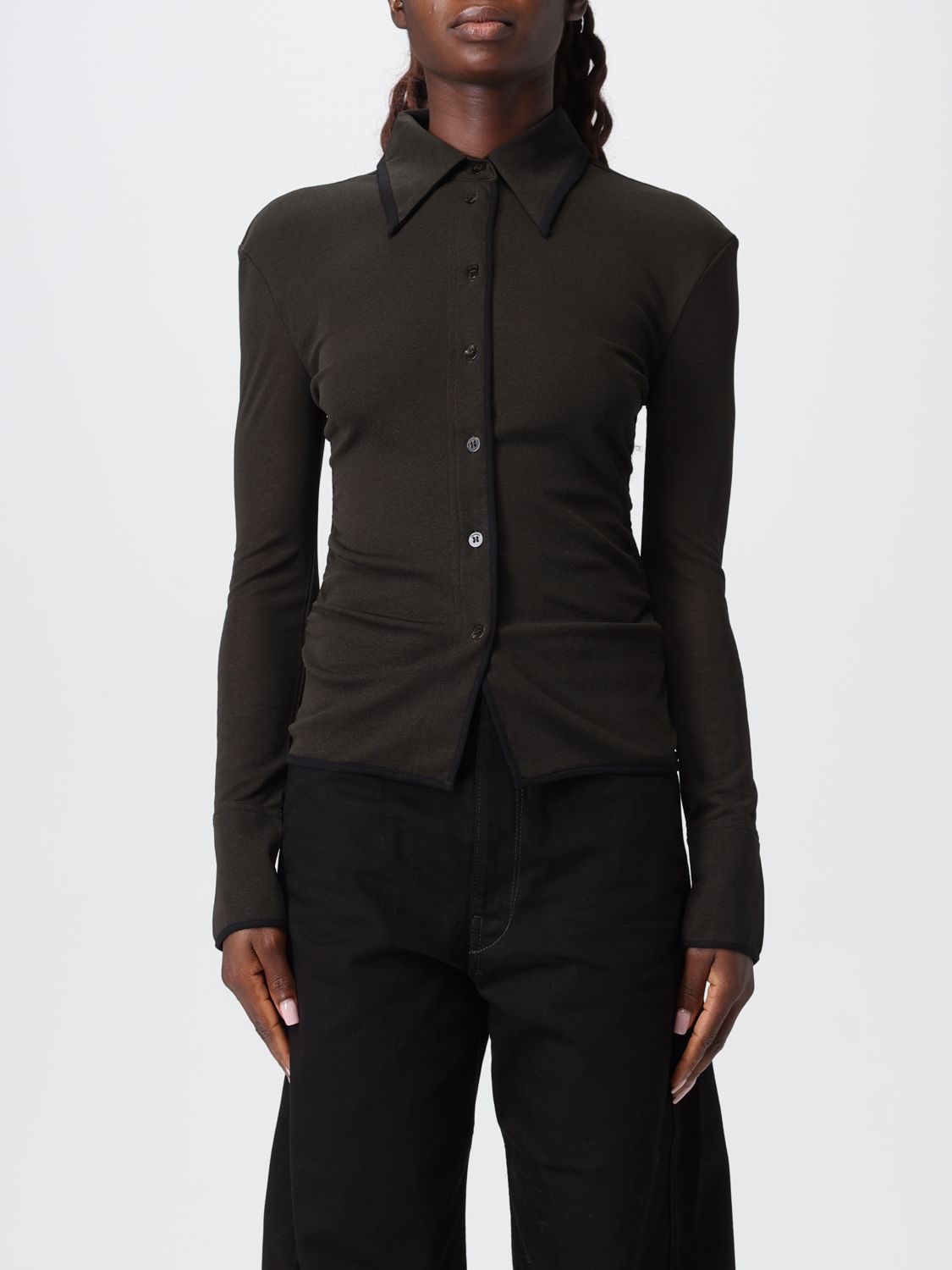 Nanushka Polo Shirt  Woman Color Charcoal In Neutral
