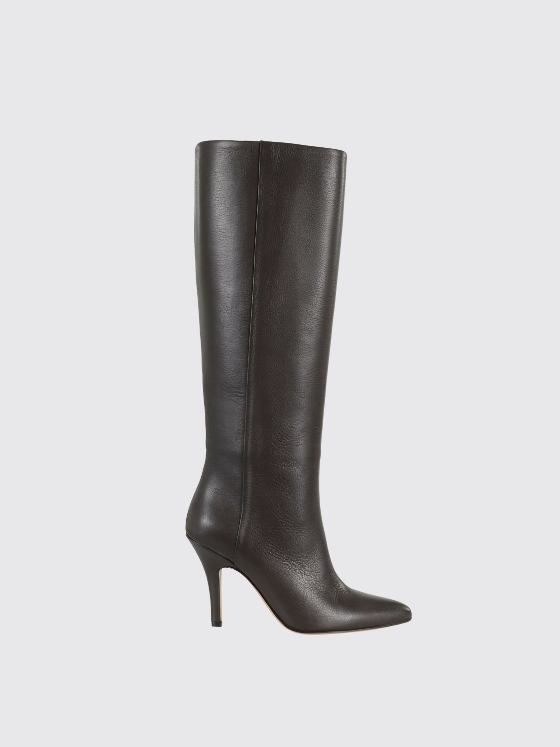 Mm6 Maison Margiela Mm6 By Maison Margiela Pointed Toe Knee-high Boot With White Stitch Detail In Black