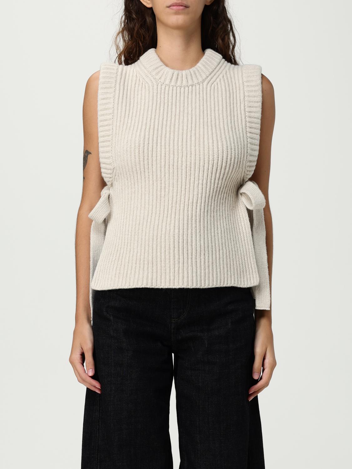 Soeur Sleeveless Woolen Sweater In White