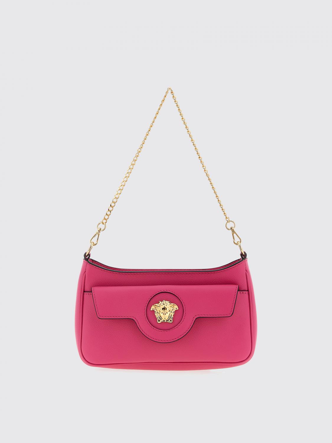 Versace La Medusa Calf-leather Crossbody Bag In Pink
