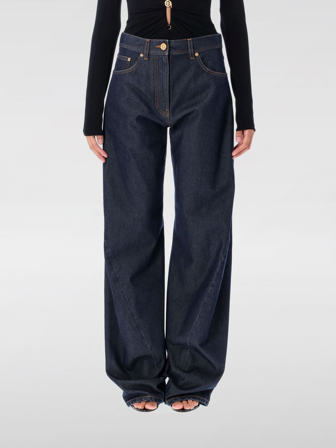 Versace Twisted Baggy Jeans In Blue