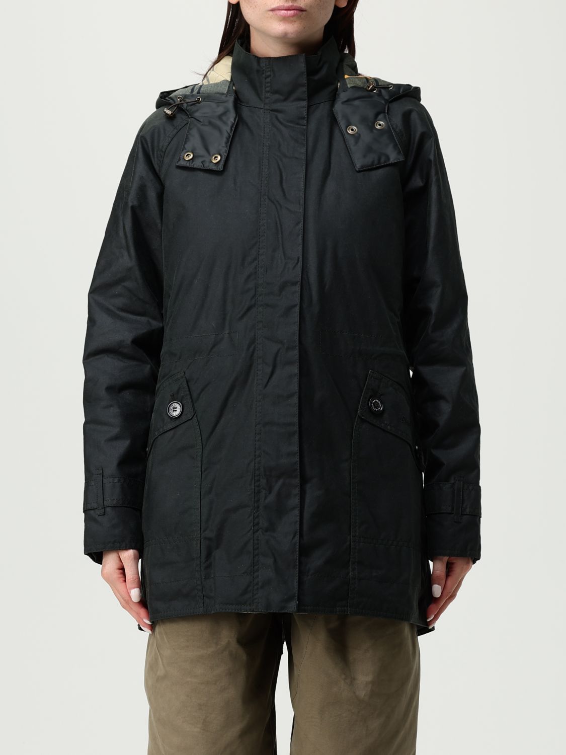 Barbour Coat  Woman Color Green In Black