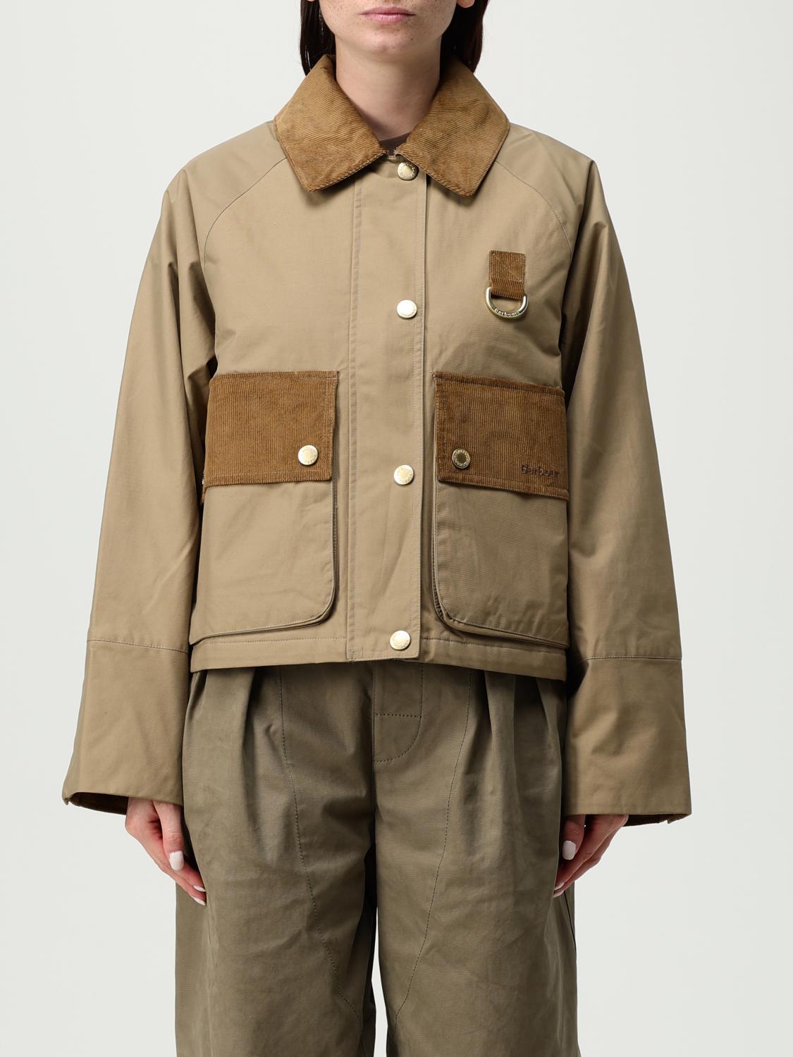 Barbour Phoebe Corduroy-trimmed Jacket In Neutral