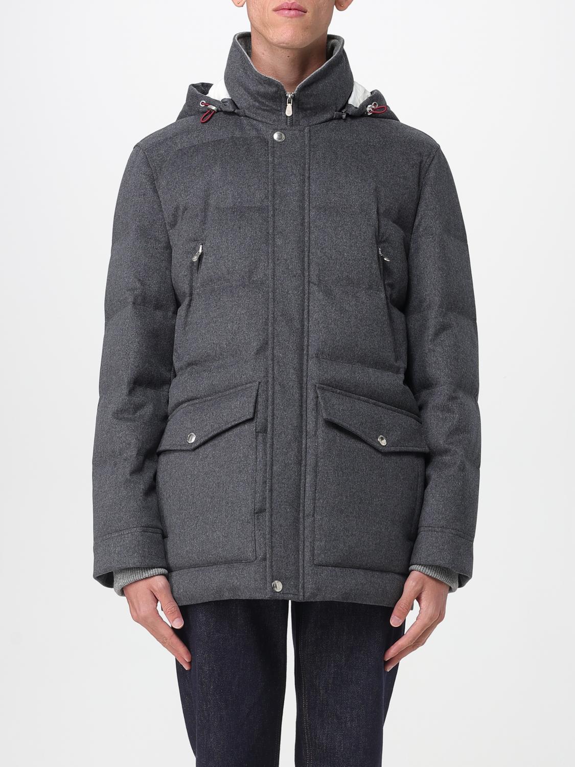 Brunello Cucinelli Hooded Quilted Jacket Featuring Front Pockets In Gray
