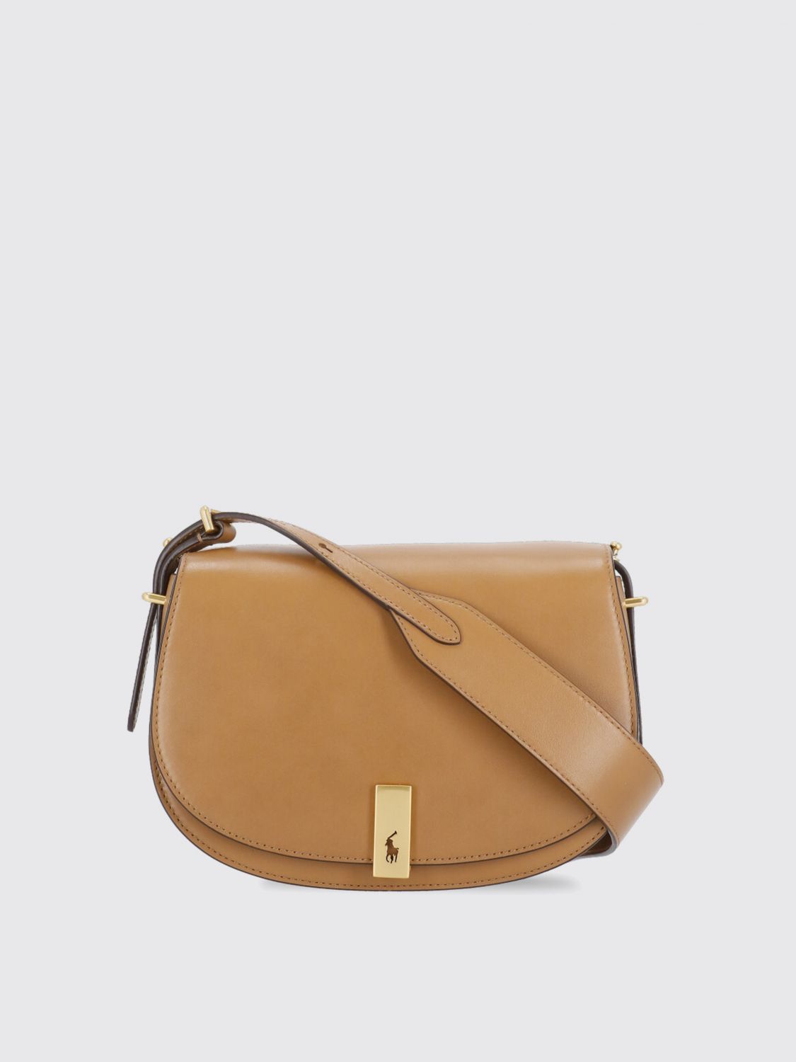 Polo Ralph Lauren Brown Smooth Leather Shoulder Bag In Brown