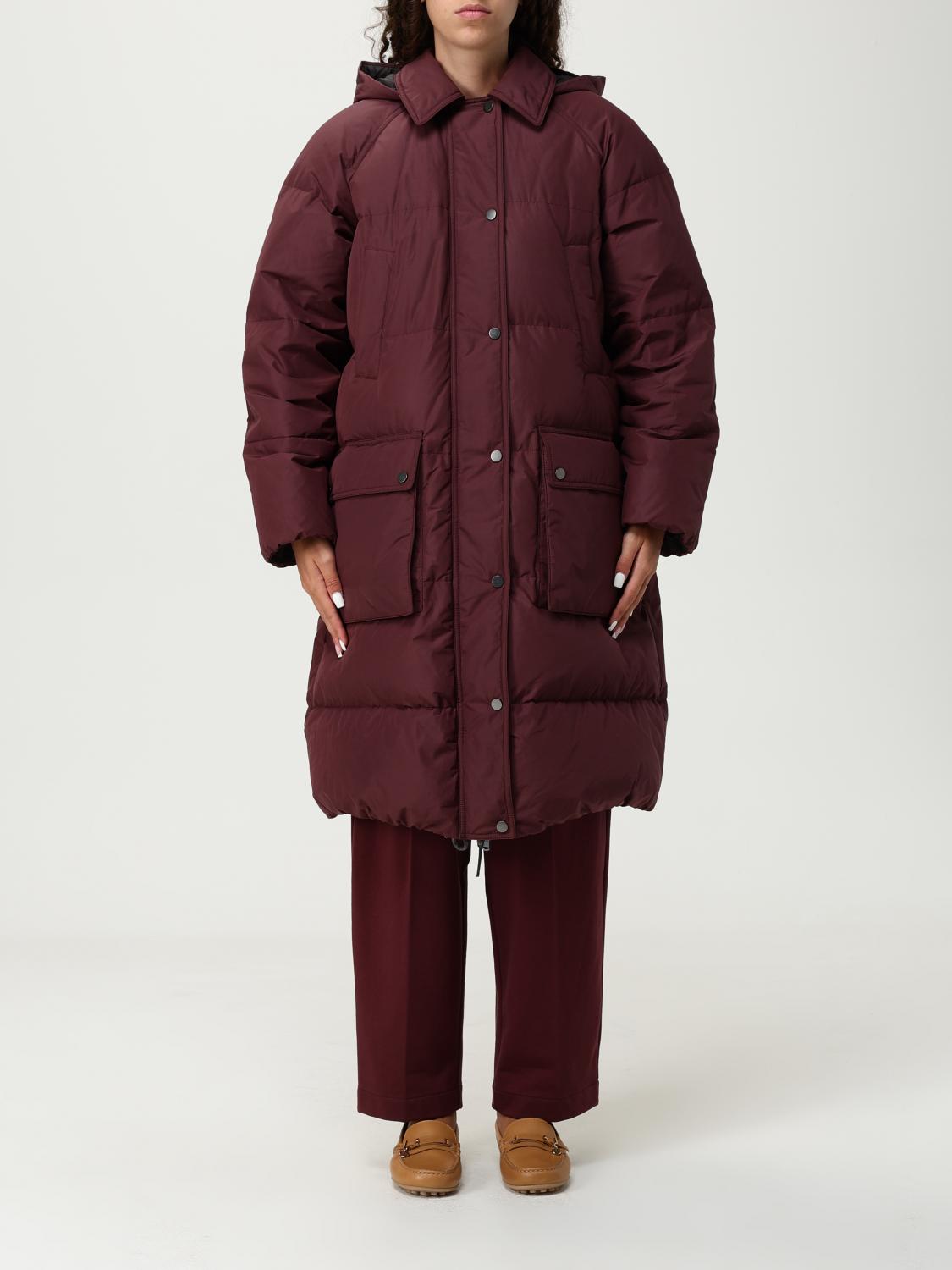 Brunello Cucinelli Shiny Zipper Pull Puffer Jackets Bordeaux In Burgundy
