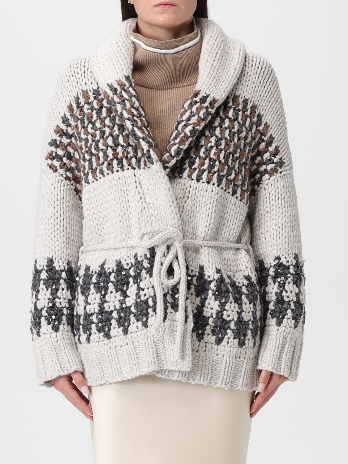 Cardigan in cashmere Brunello Cucinelli con paillettes