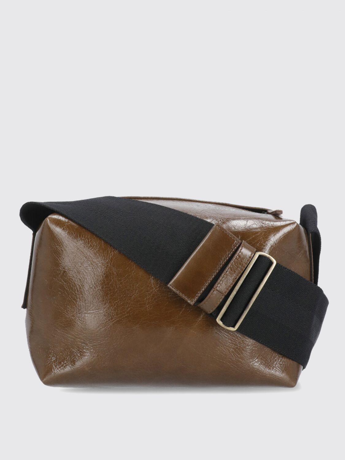 Uma Wang Leather Shoulder Bag Adjustable Strap In Brown