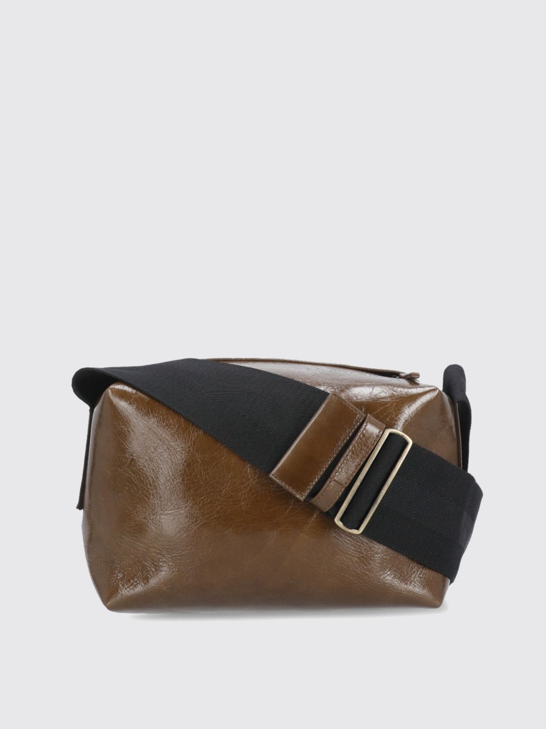 Uma Wang Leather Shoulder Bag Adjustable Strap In Brown