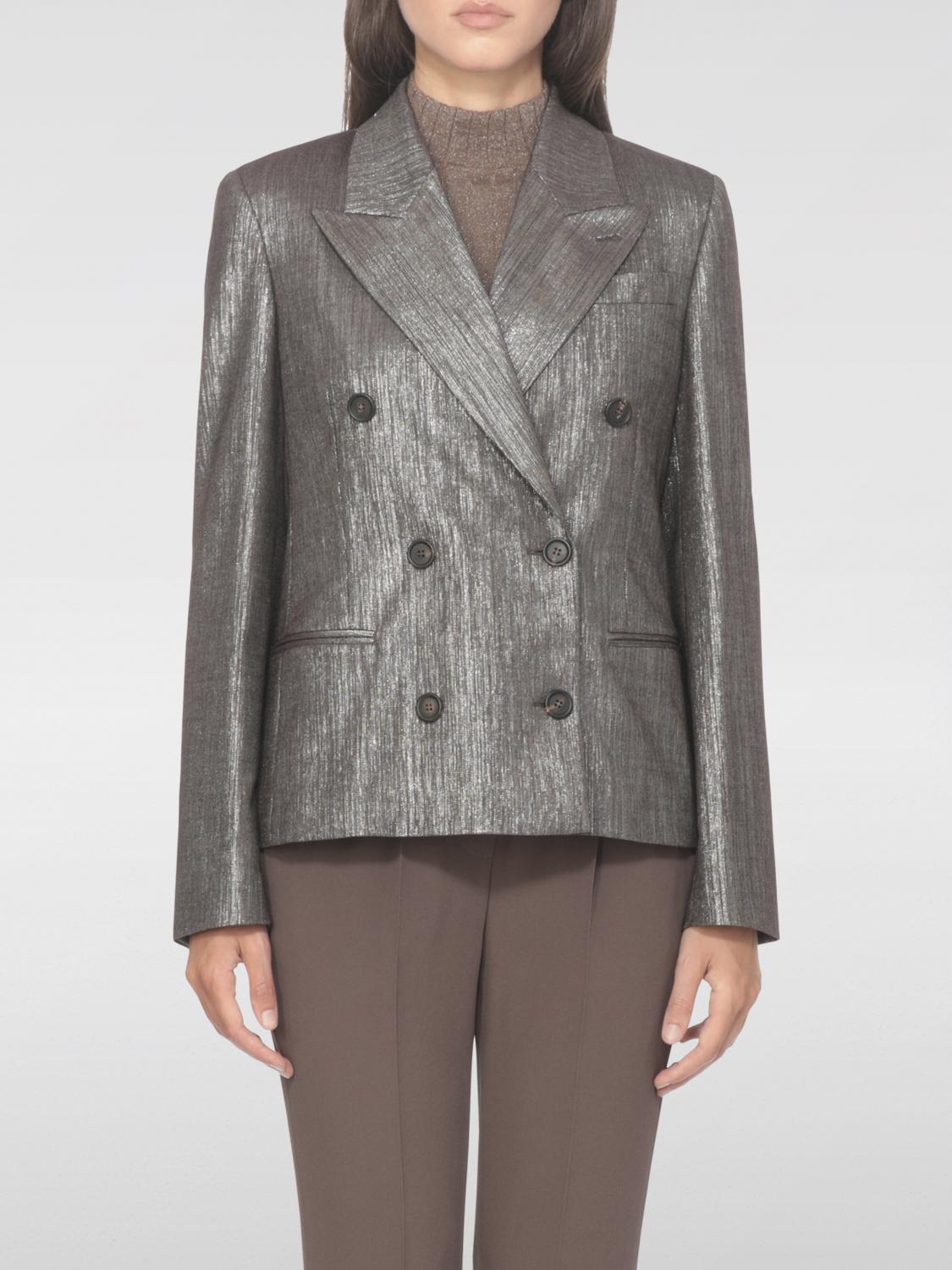 Brunello Cucinelli Peak-lapel Double-breasted Blazer In Gray