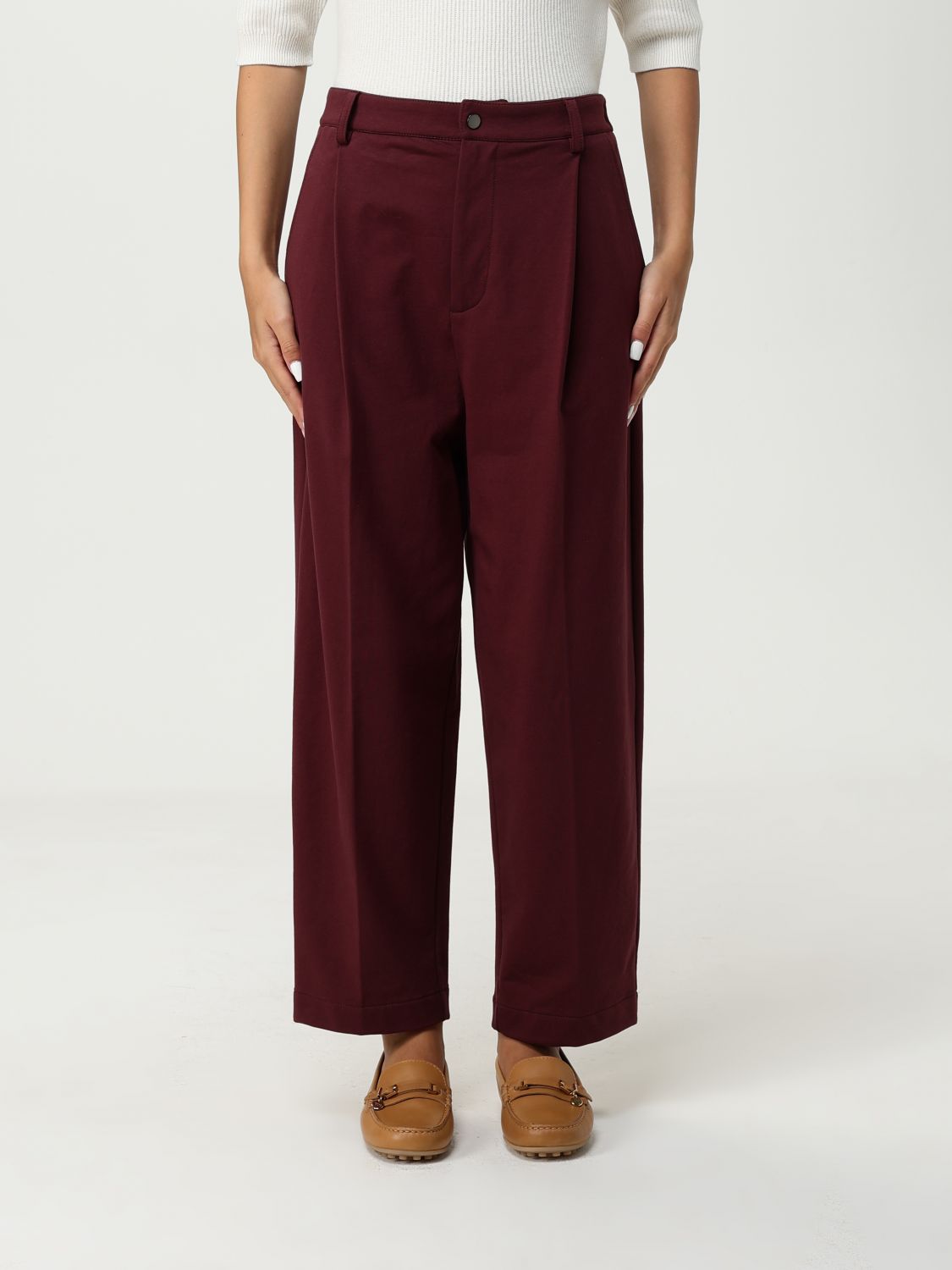 Brunello Cucinelli Pleated Cropped Trousers In Burgundy