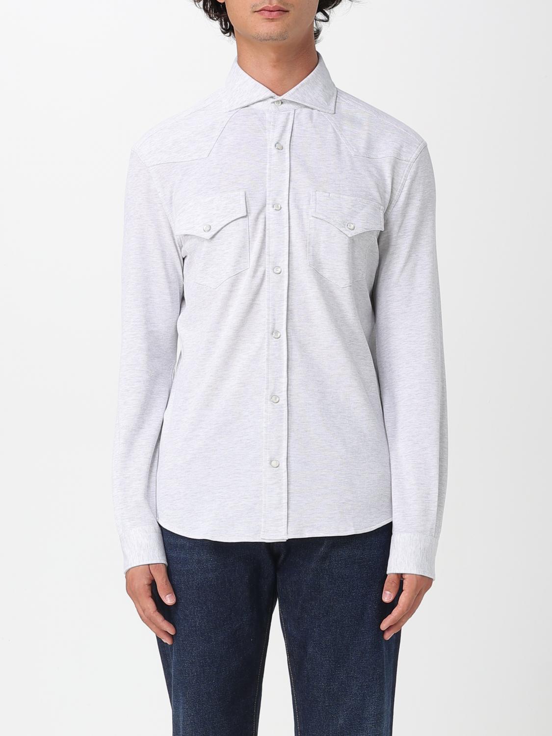 Brunello Cucinelli Leisure-fit Shirt With Jewel Buttons In Gray