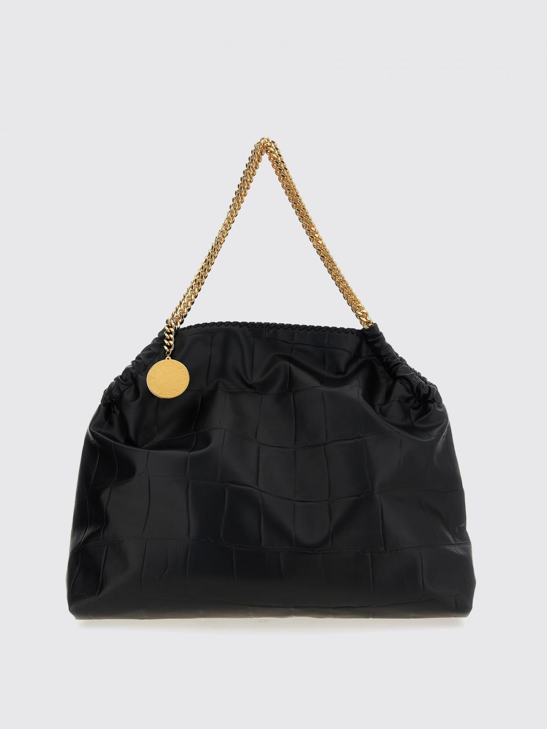 Stella Mccartney Large Quilted Chain Strap Shopping Bag In Black