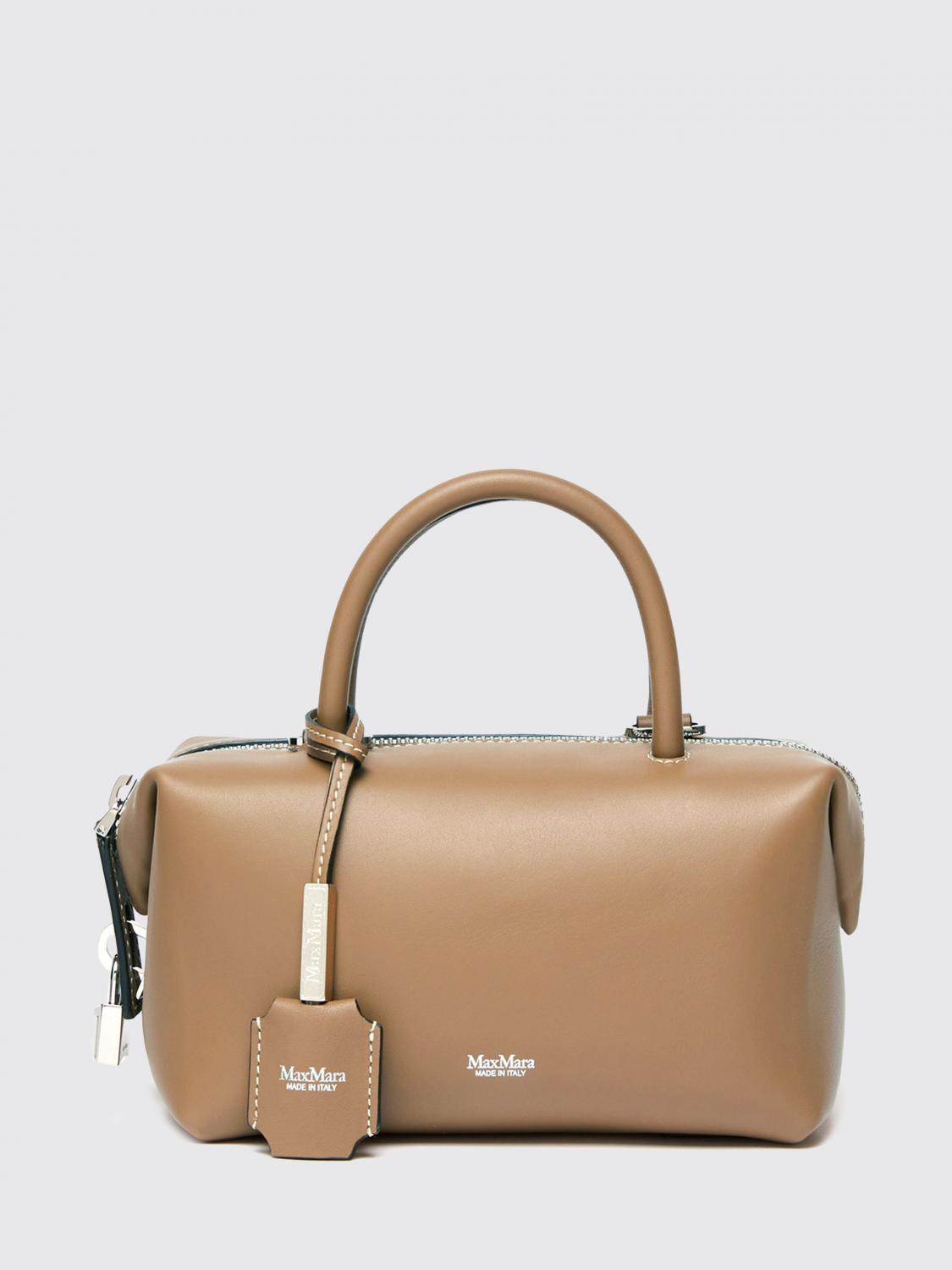 Max Mara Holdalls Small Shiny Leather Satchel Bag In Brown