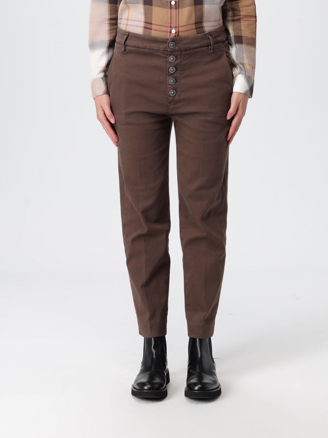 Dondup Button-front Straight Trousers In Brown