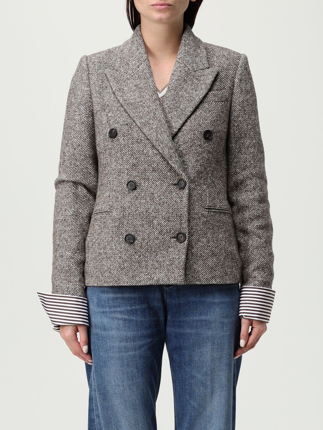 Brunello Cucinelli Blazer  Woman Color Brown In Black