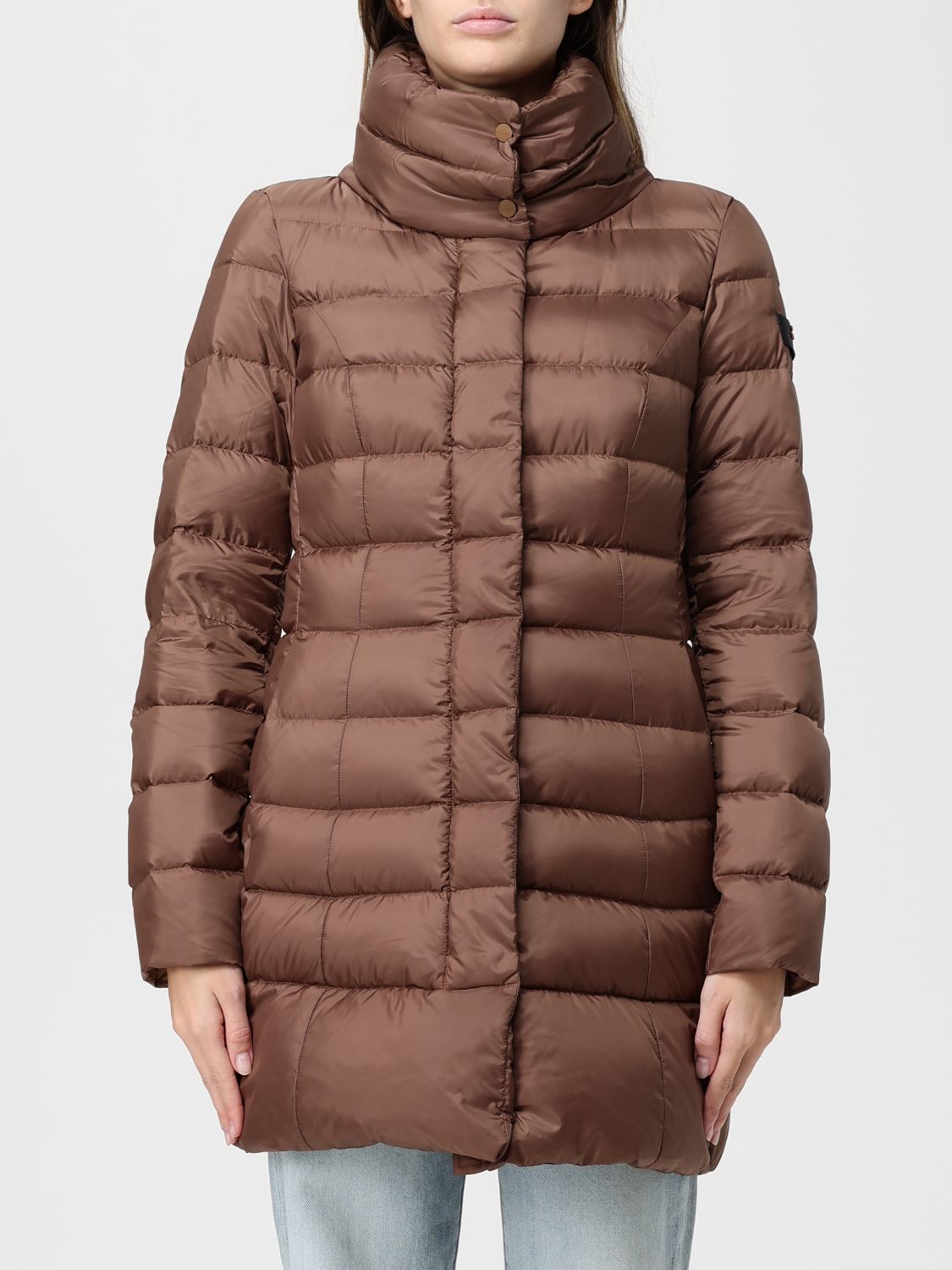 Peuterey Brown Down Jacket With High Collar In Brown