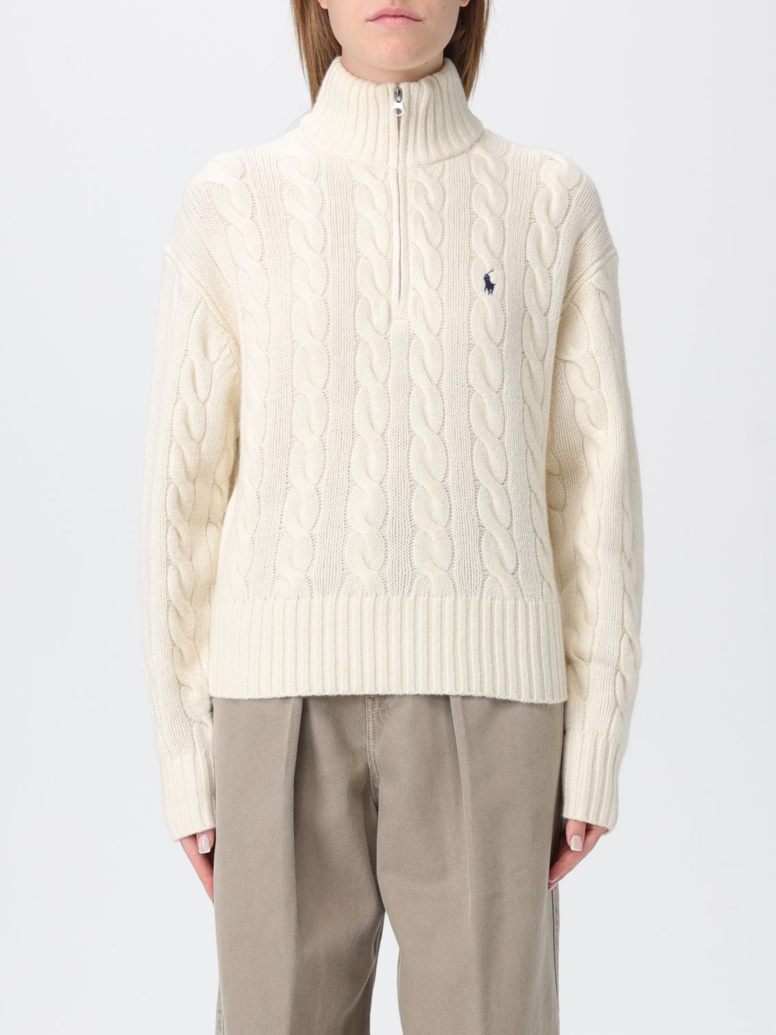 Polo Ralph Lauren Wool And Cashmere Cable Knit Jumper In Pink