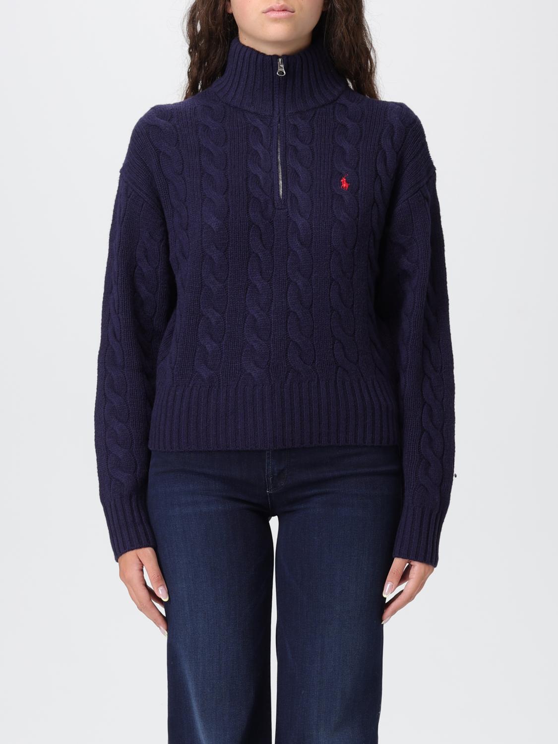 Polo Ralph Lauren Cable-knit High-neck Sweater With Iconic Embroidery In Blue