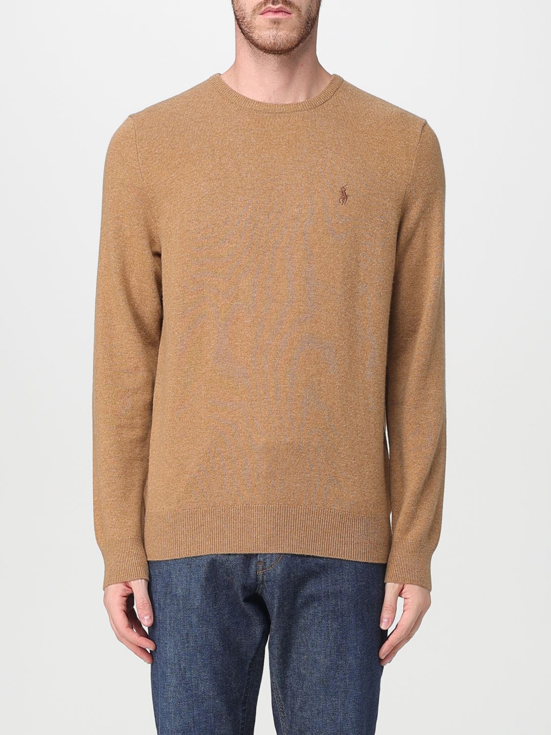 Polo Ralph Lauren Tailored Brown Sweater With Ribbed Cuffs And Sophisticated Logo In Brown