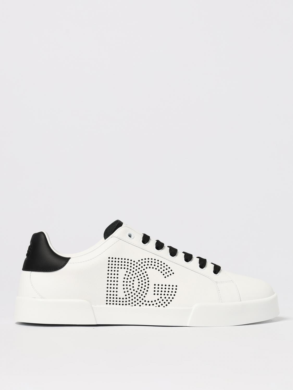 Dolce & Gabbana Leather Portofino Sneakers In White