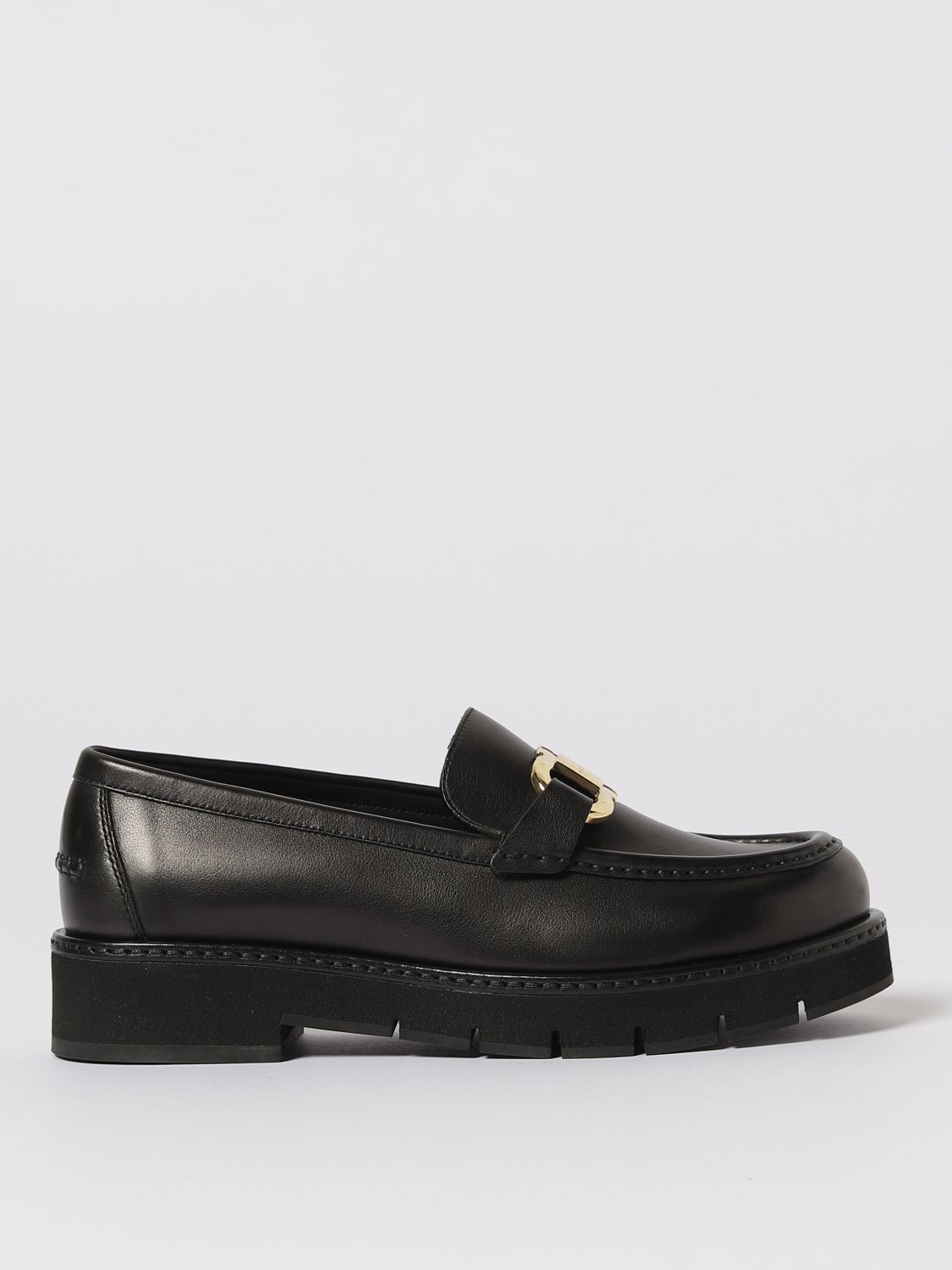 Ferragamo Black Gancini Ornament Loafers In Black