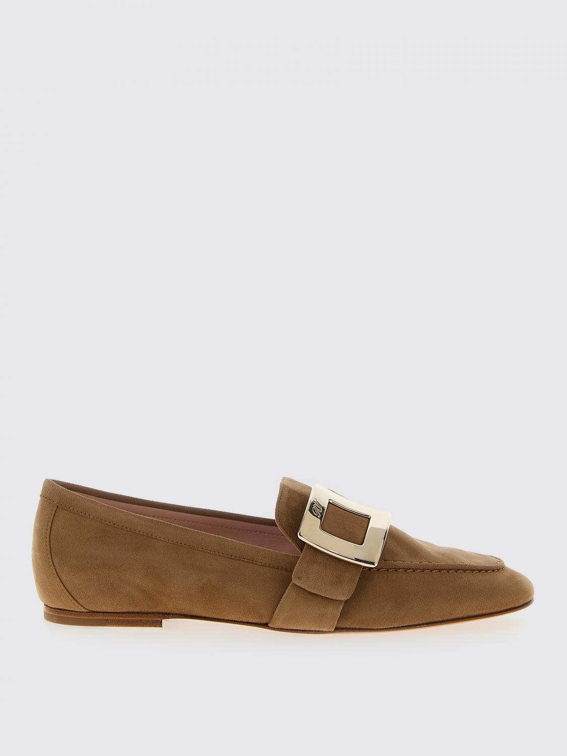 Roger Vivier Buckle Suede Finish Loafers In Brown