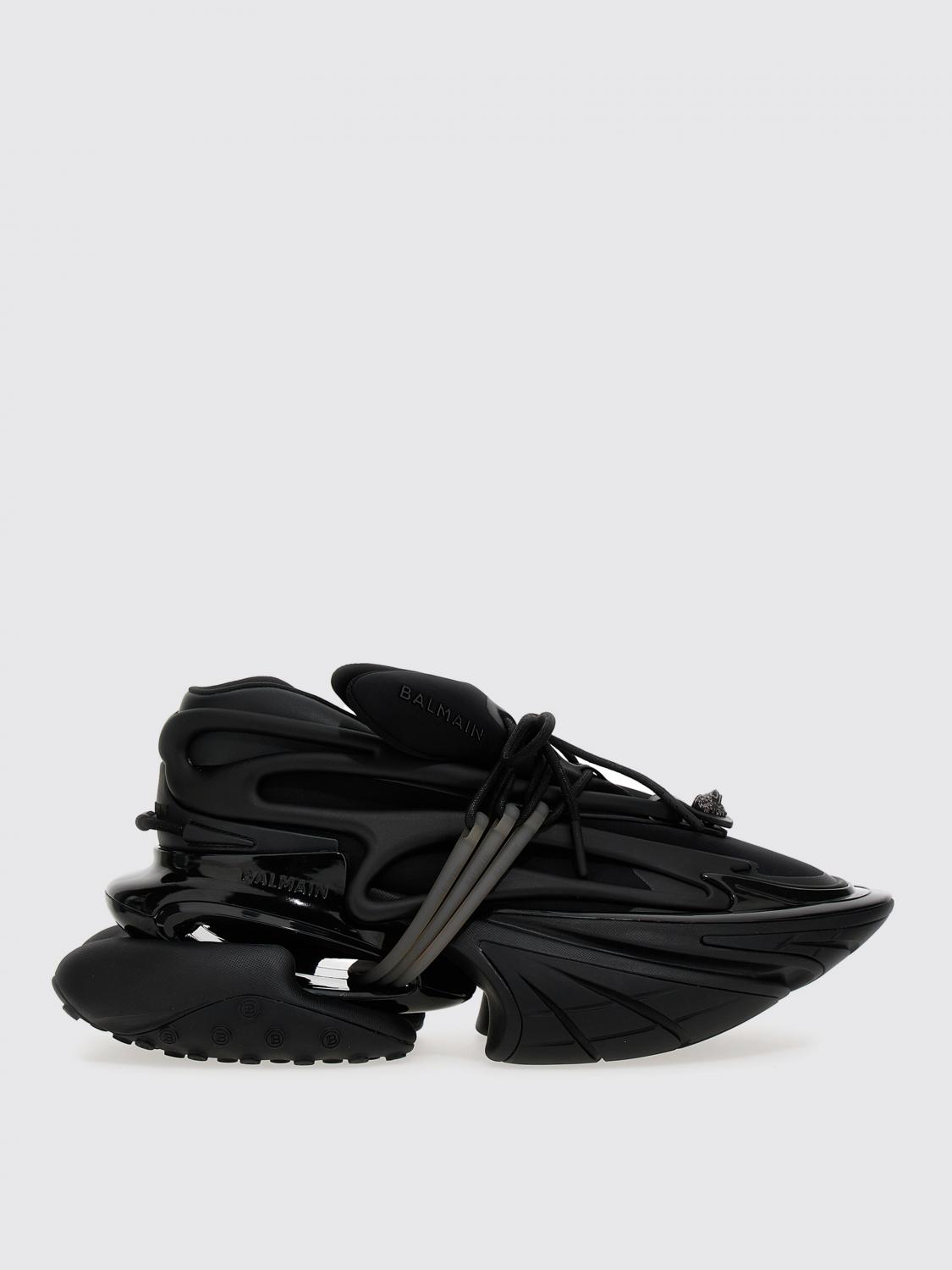 Balmain Neoprene And Leather Low-top Unicorn Sneakers In Black