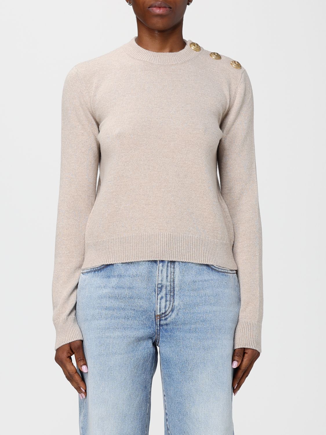 Balmain Cardigan Woman Color Beige In Multi