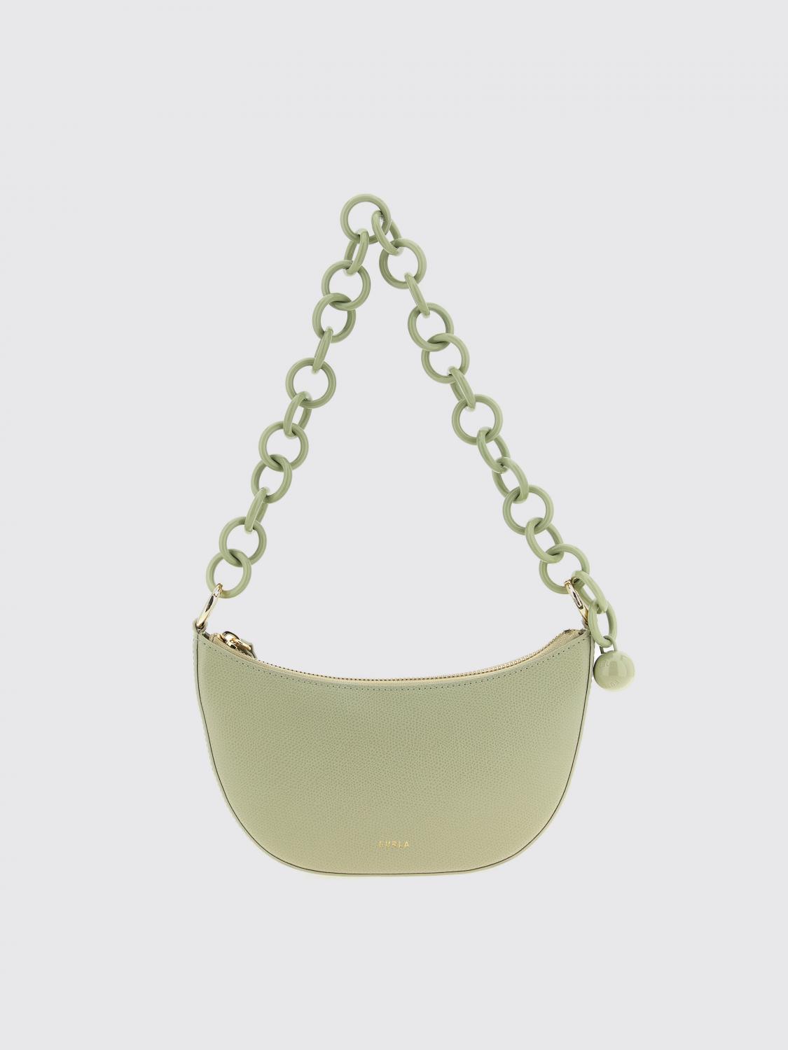 Furla Mini Half-moon Leather Shoulder Bag In Green
