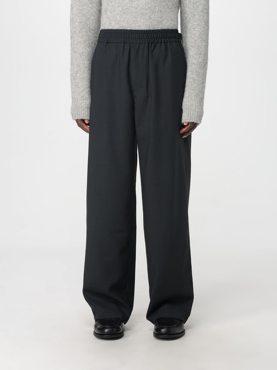 Ami Alexandre Mattiussi Light Wool Twill Pant Elastique Anthracite In Black
