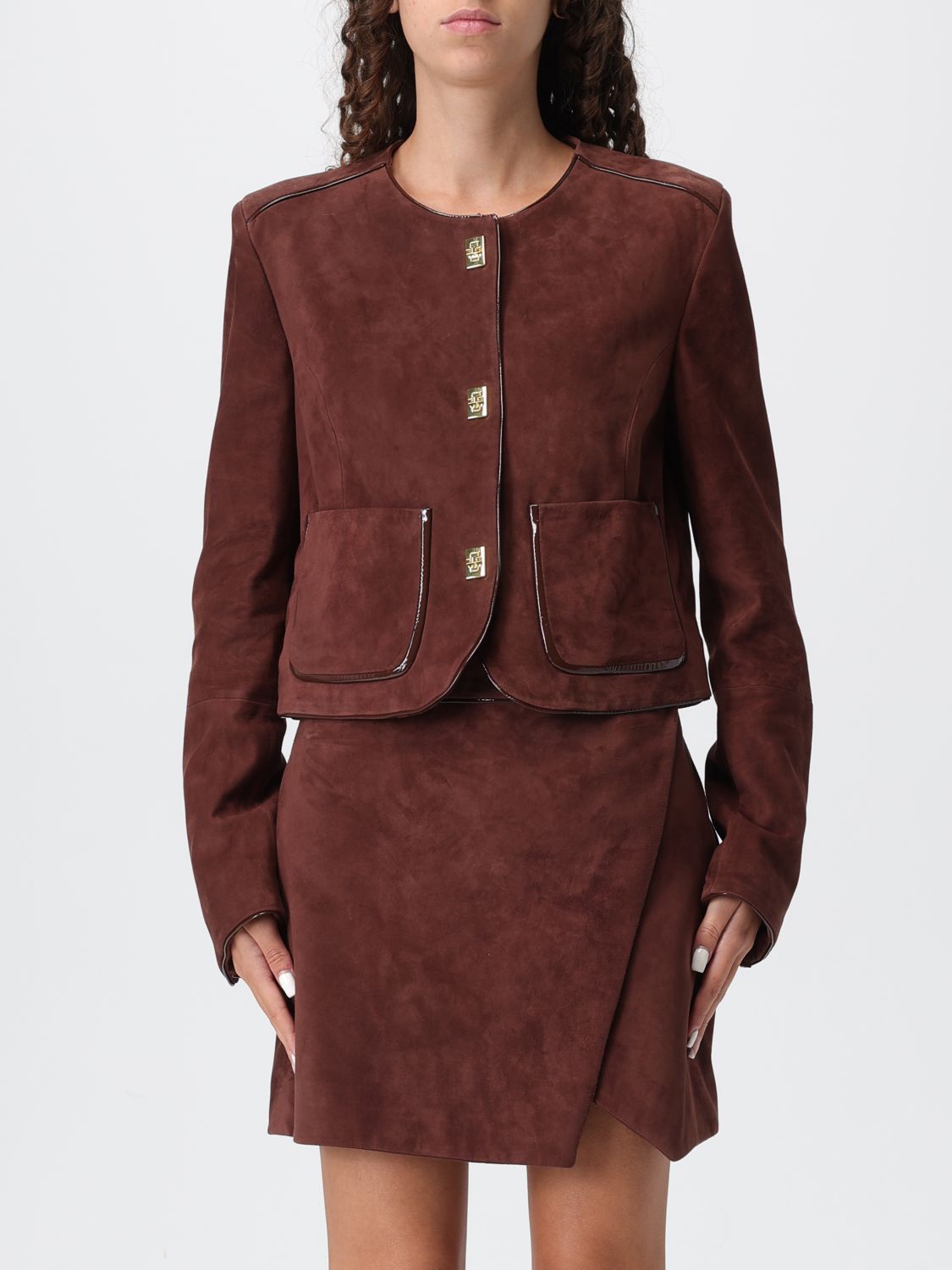 Elisabetta Franchi Jacket Woman Color Brown In Brown