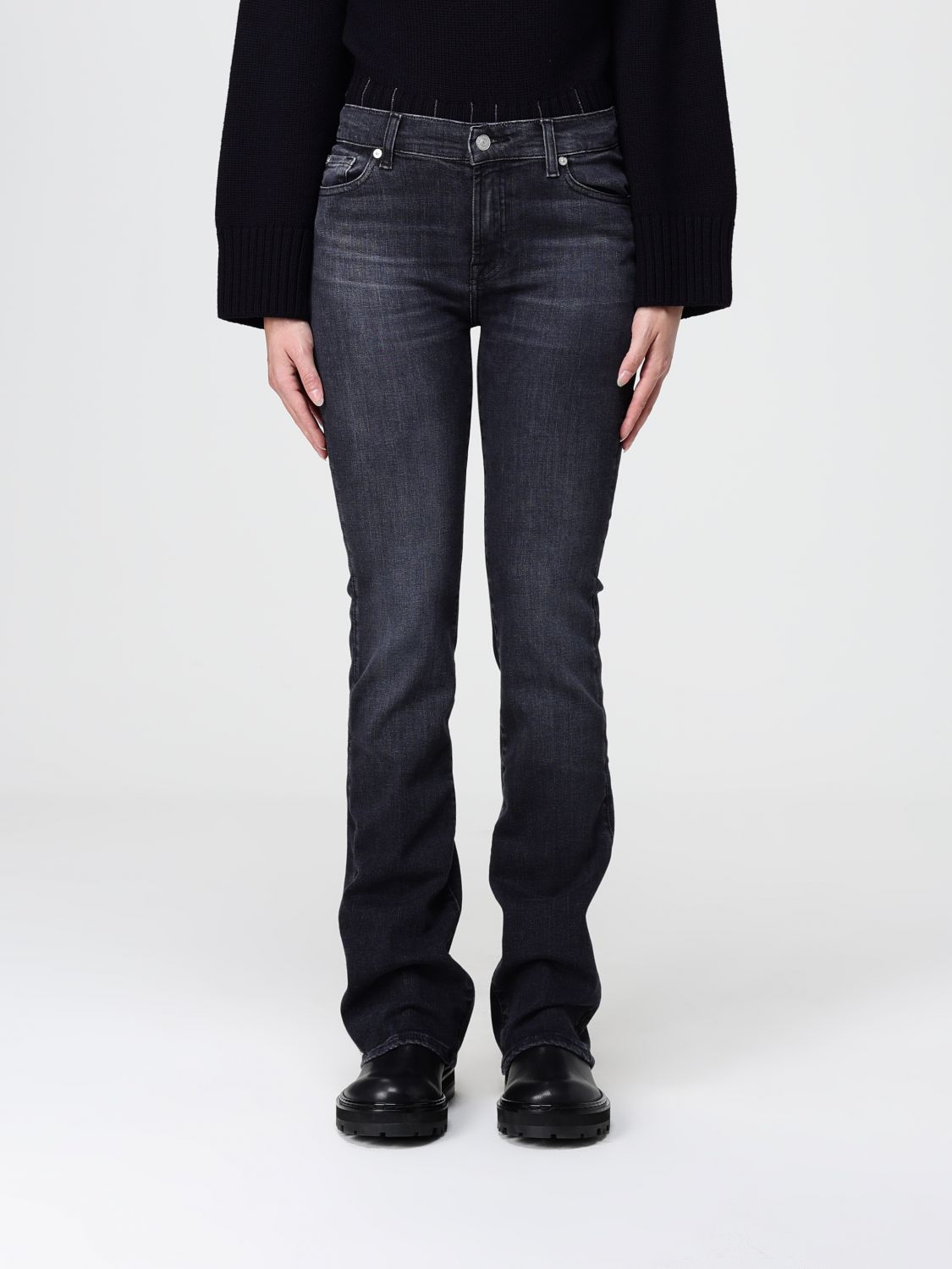 7 For All Mankind Jeans Woman Color Black In Blue