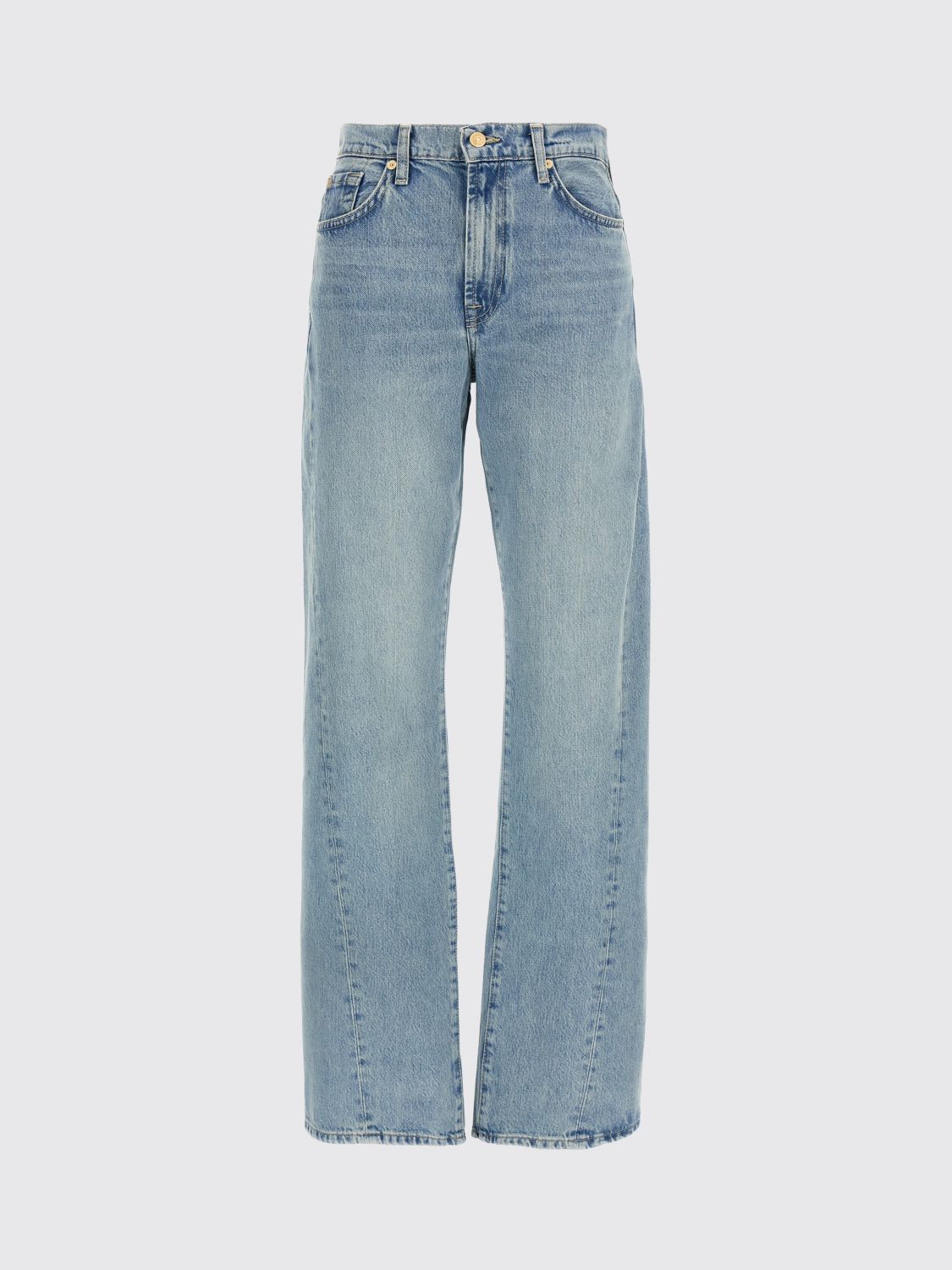 7 For All Mankind Faded Wash Five-pocket Denim Trousers In Blue