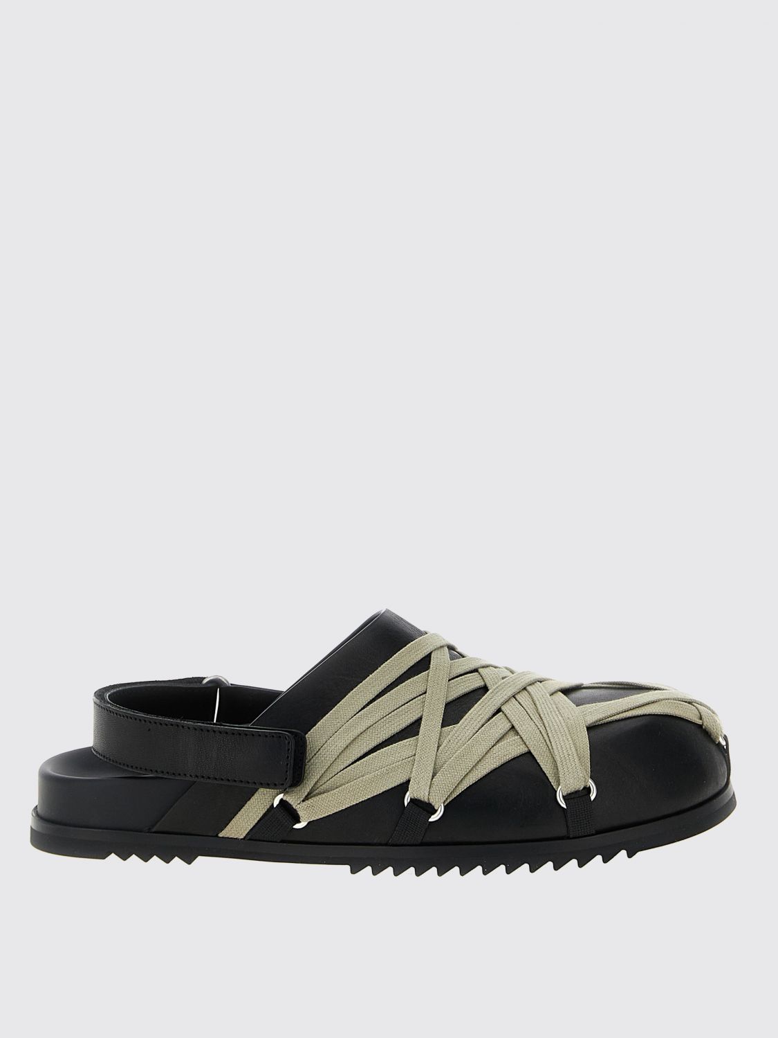 Rick Owens Black Leather Flat In Black