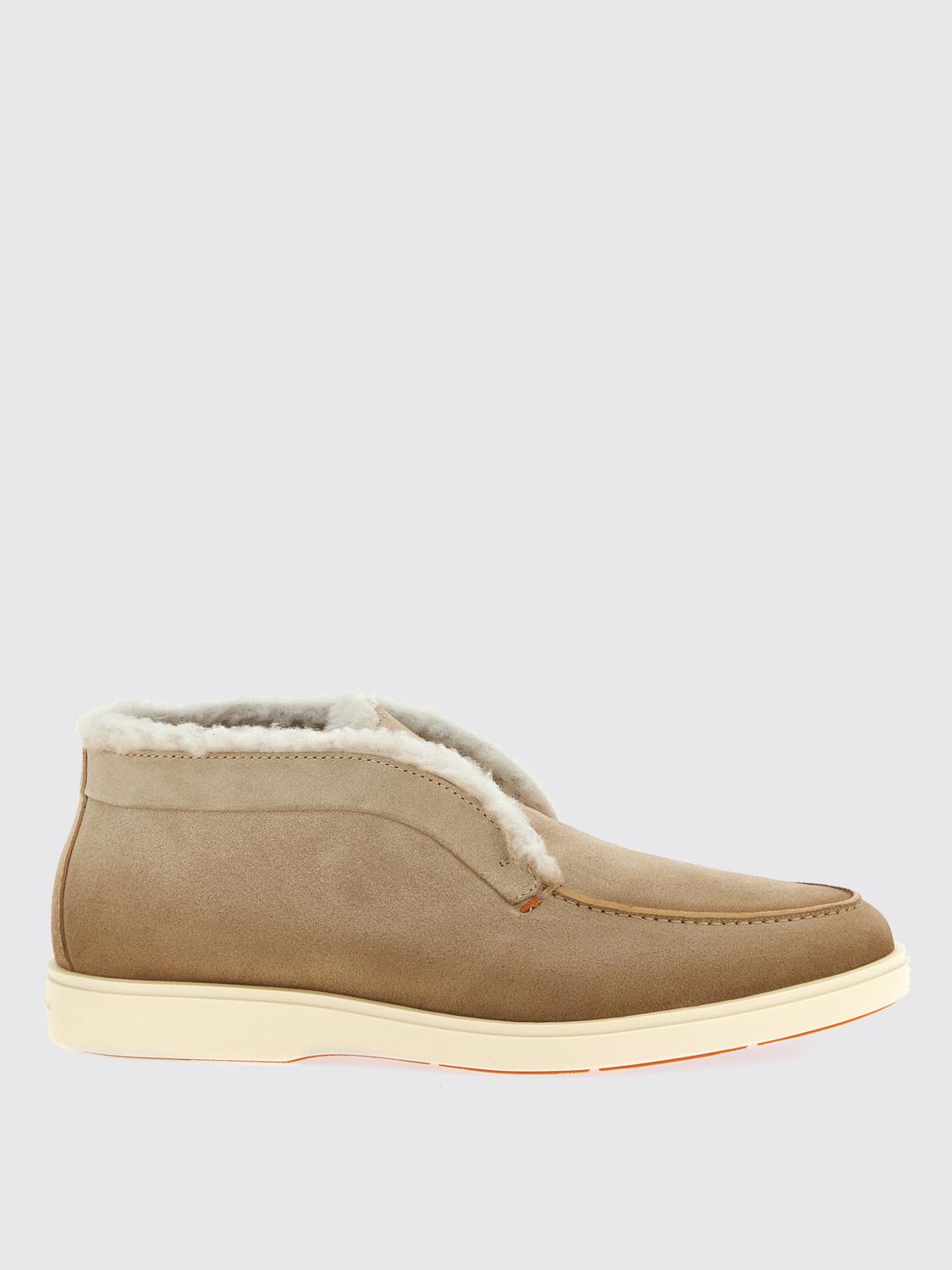 Santoni Suede Slip-on Boots In Brown