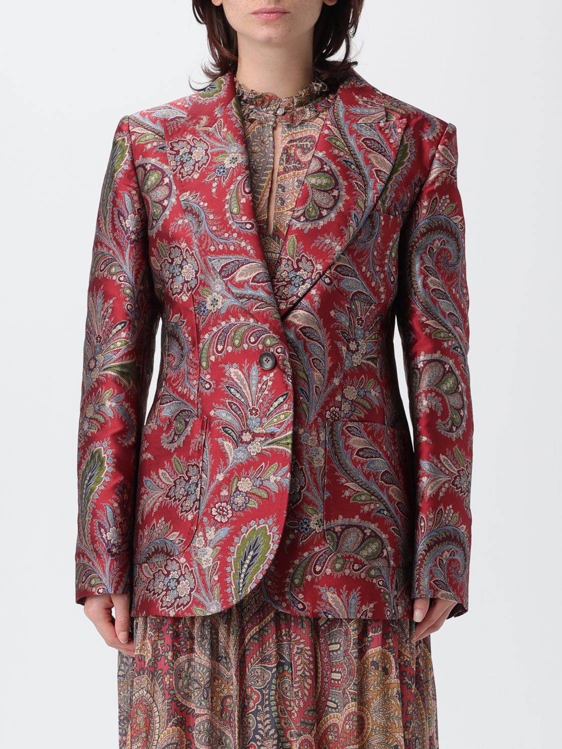 Etro Floral Brocade Single-breasted Jacket In Multi