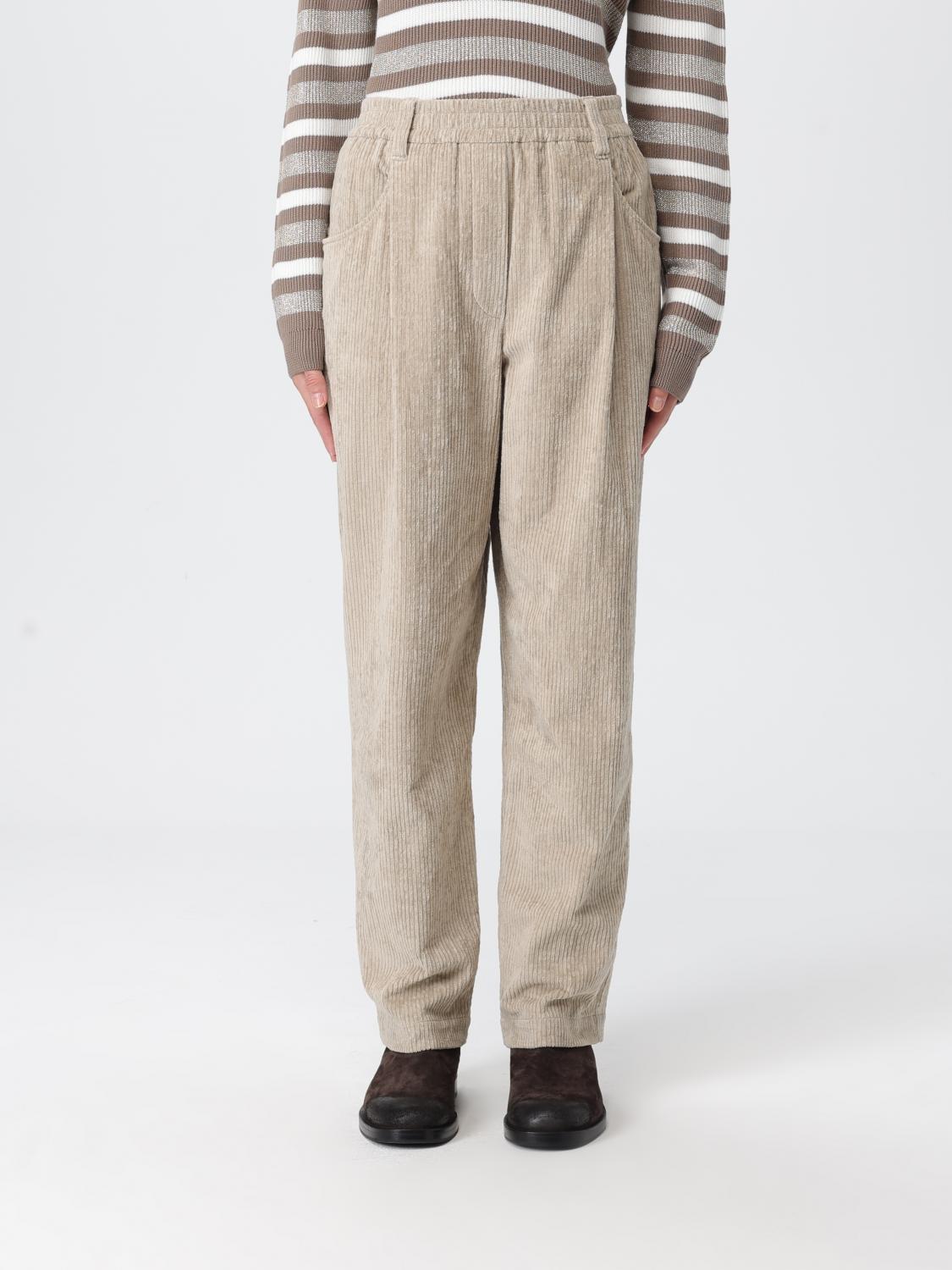 Brunello Cucinelli Pants Woman Color Pearl In Brown