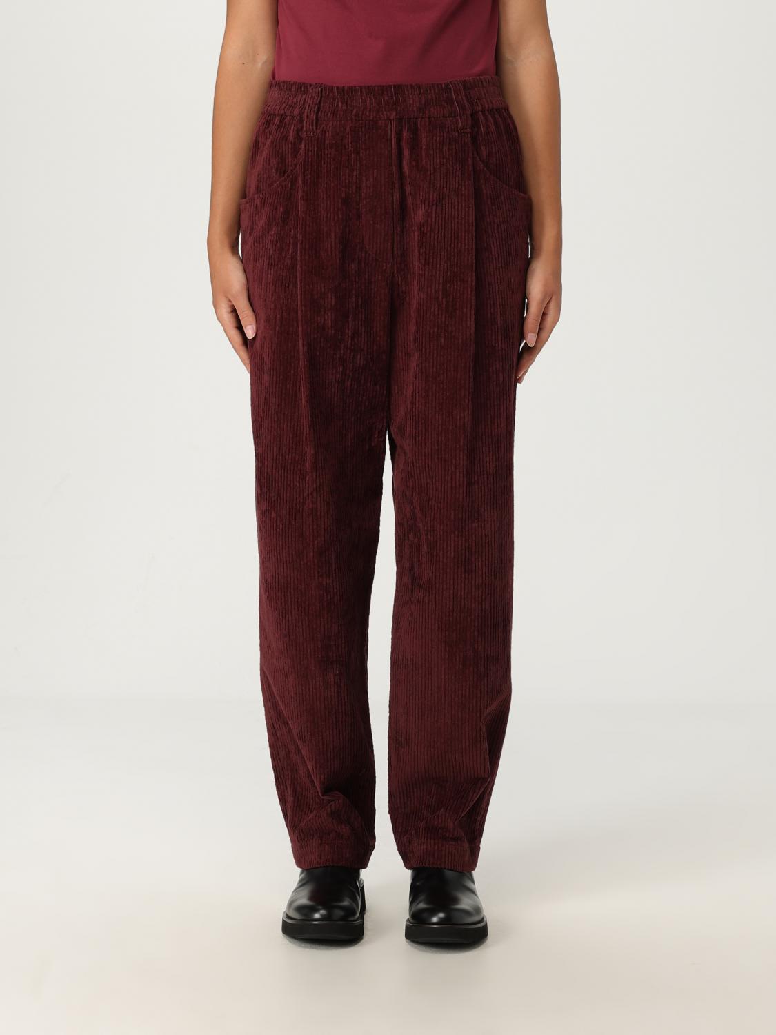 Brunello Cucinelli Soft Corduroy Pleated Straight-leg Ankle Pants In Red