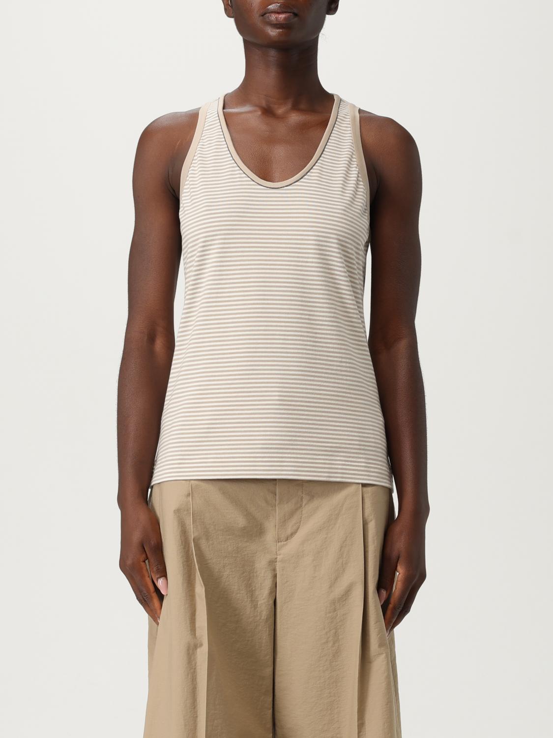 Brunello Cucinelli Top Woman Color White In Neutral