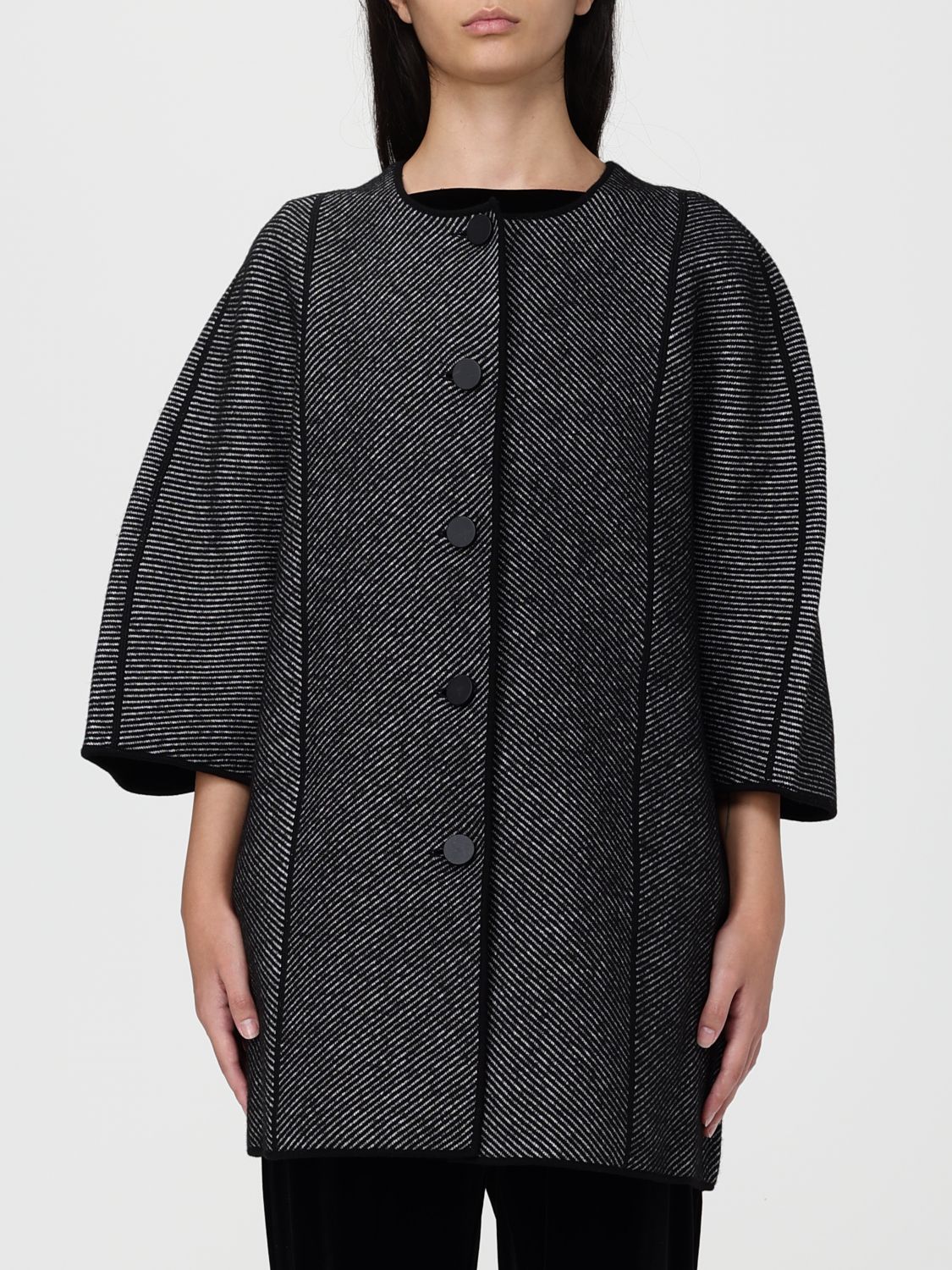 Emporio Armani Coat Woman Color Black In Black
