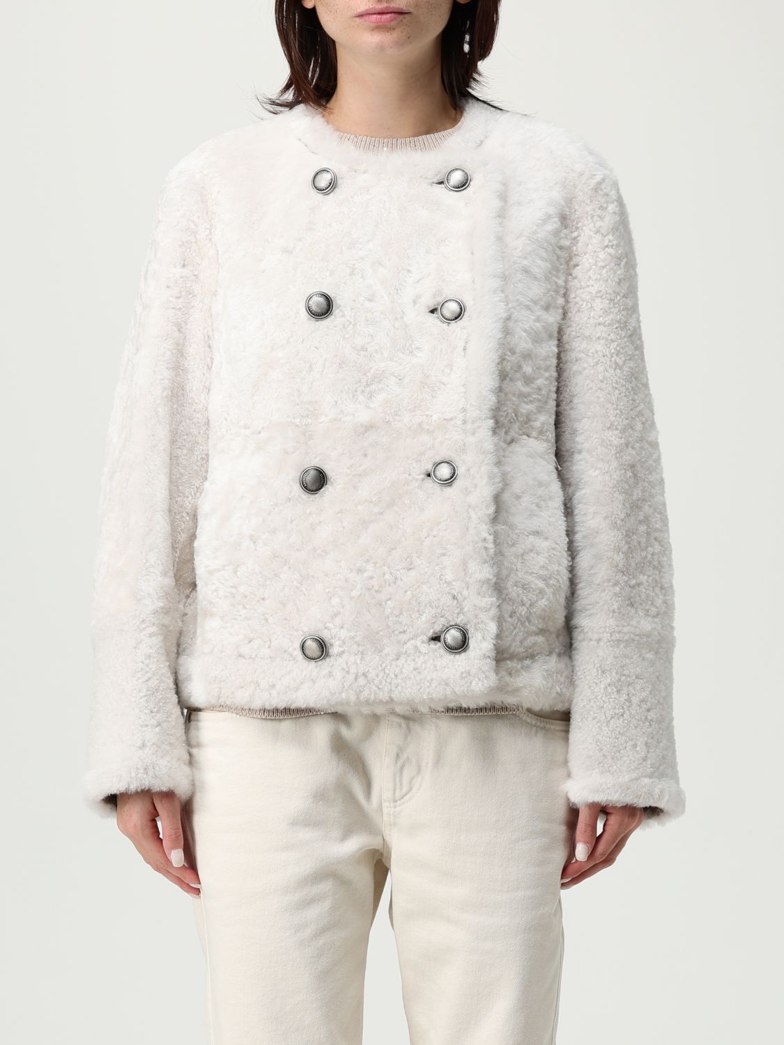 Brunello Cucinelli Fur Coats Woman Color Beige In White
