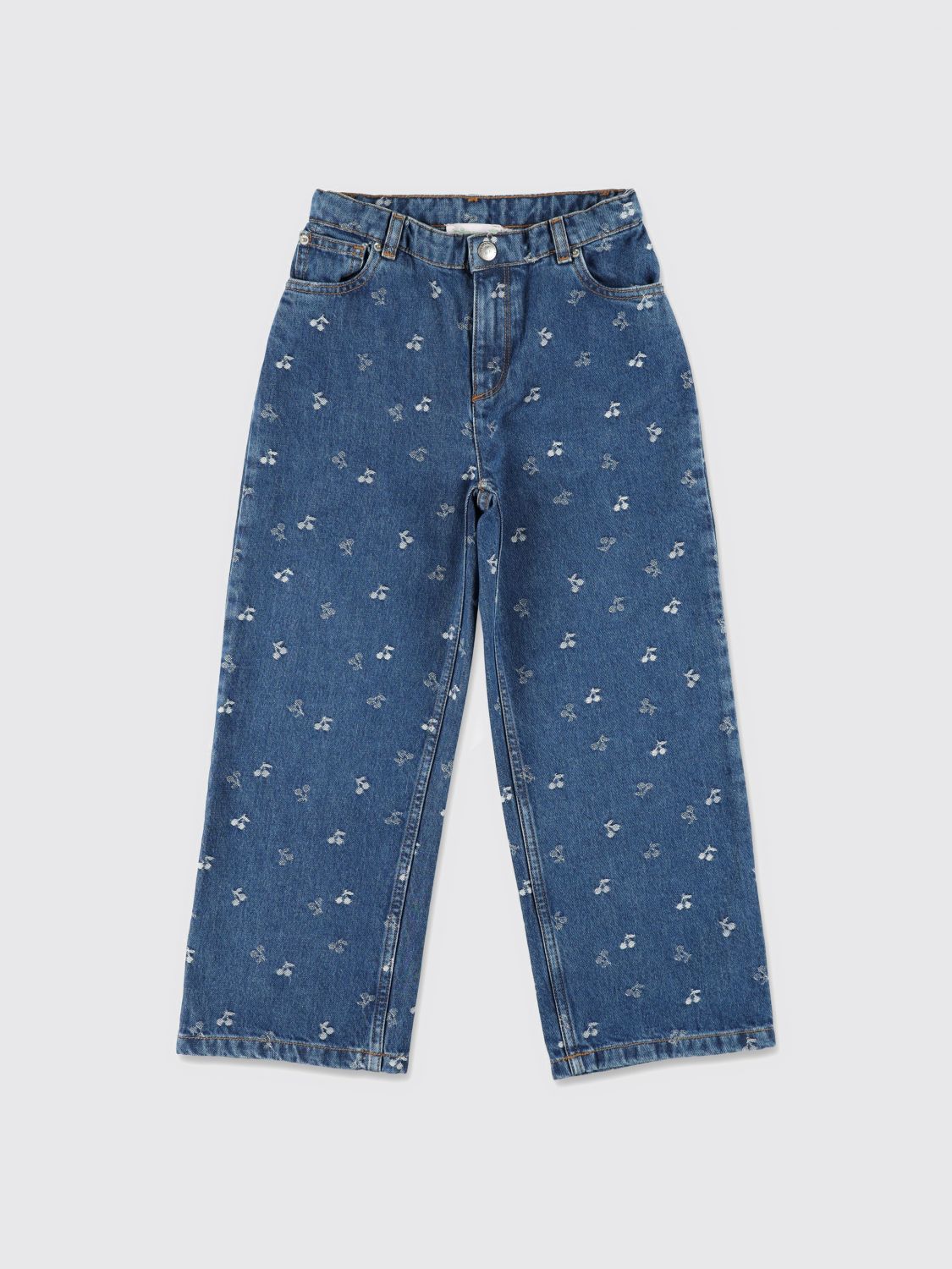 Bonpoint Cherry Embroidery Jeans In Blue