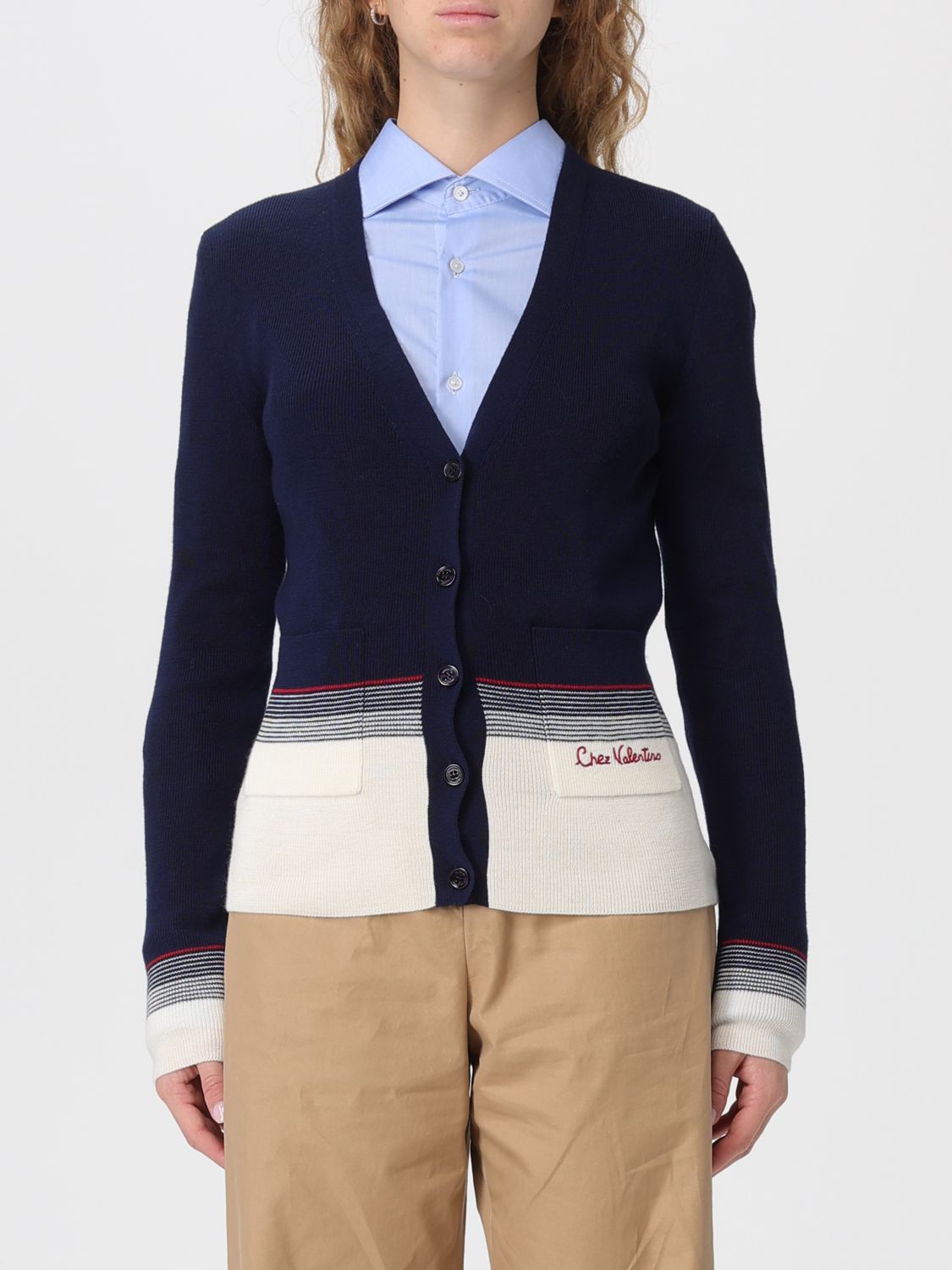 Valentino Sweater Woman Color Blue In Blue