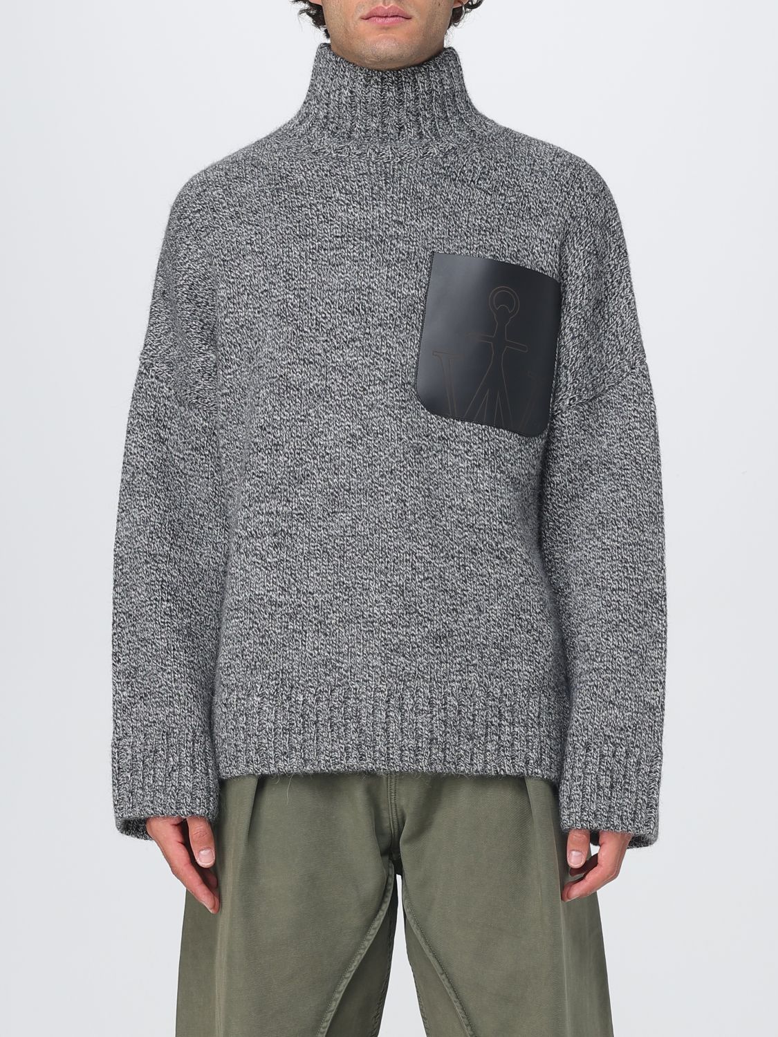Jw Anderson J. W. Anderson Leather Patch Pocket Jumper In Gray
