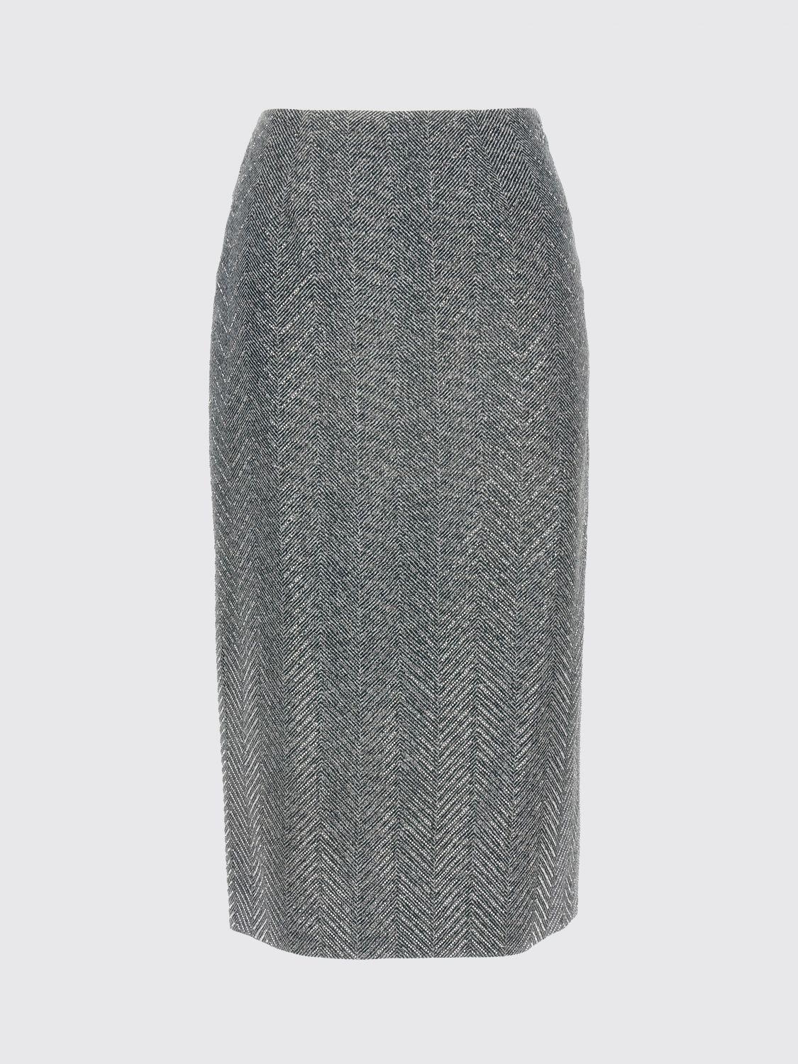Ermanno Scervino Embellished High Waist Chevron Skirt In Gray