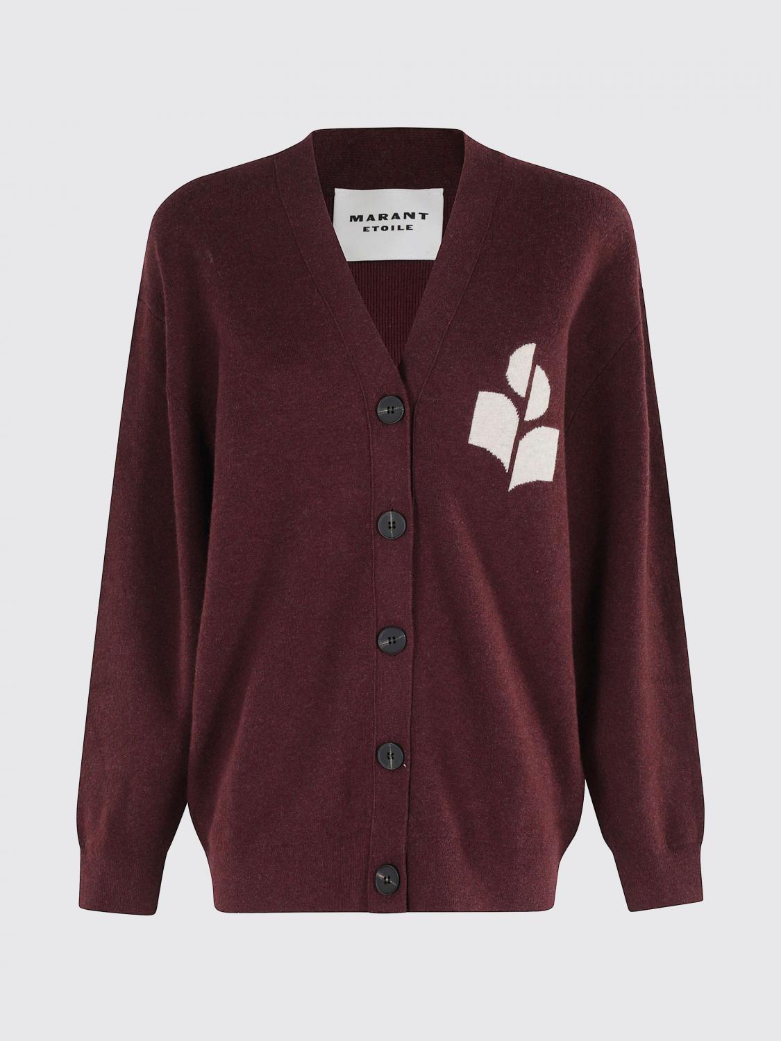 Isabel Marant Étoile V-neck Burgundy Cardigan With Center Button Closure In Red