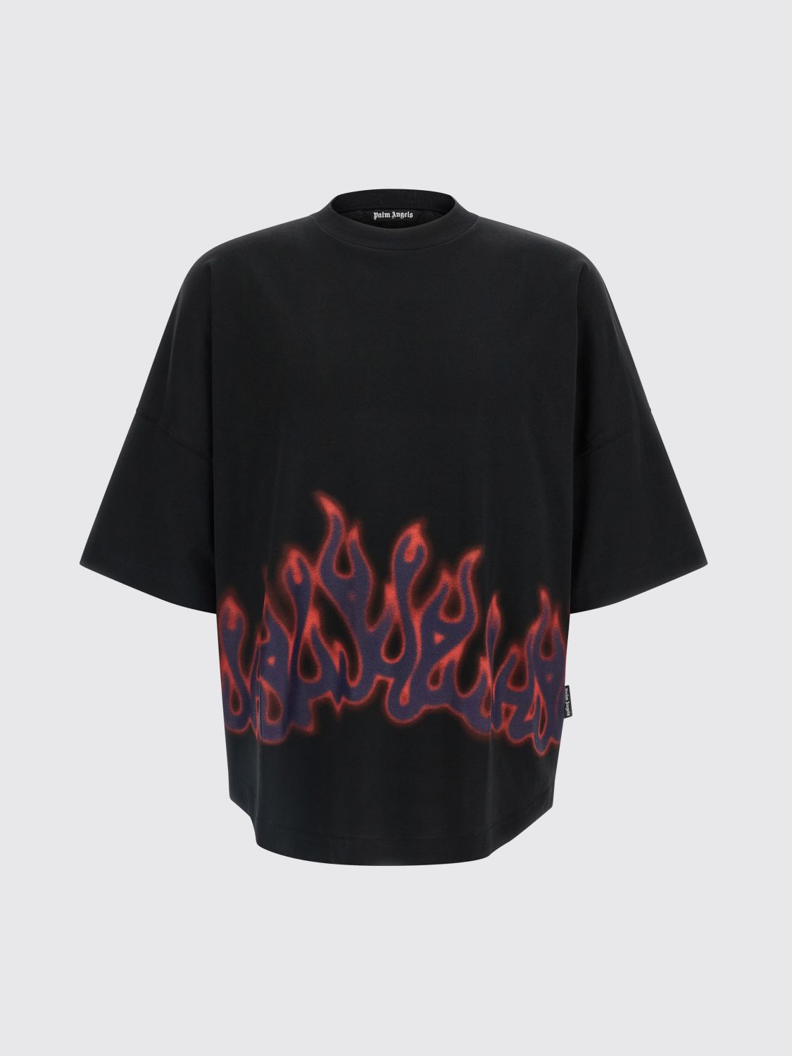 Palm Angels Flames Over T-shirt In Black