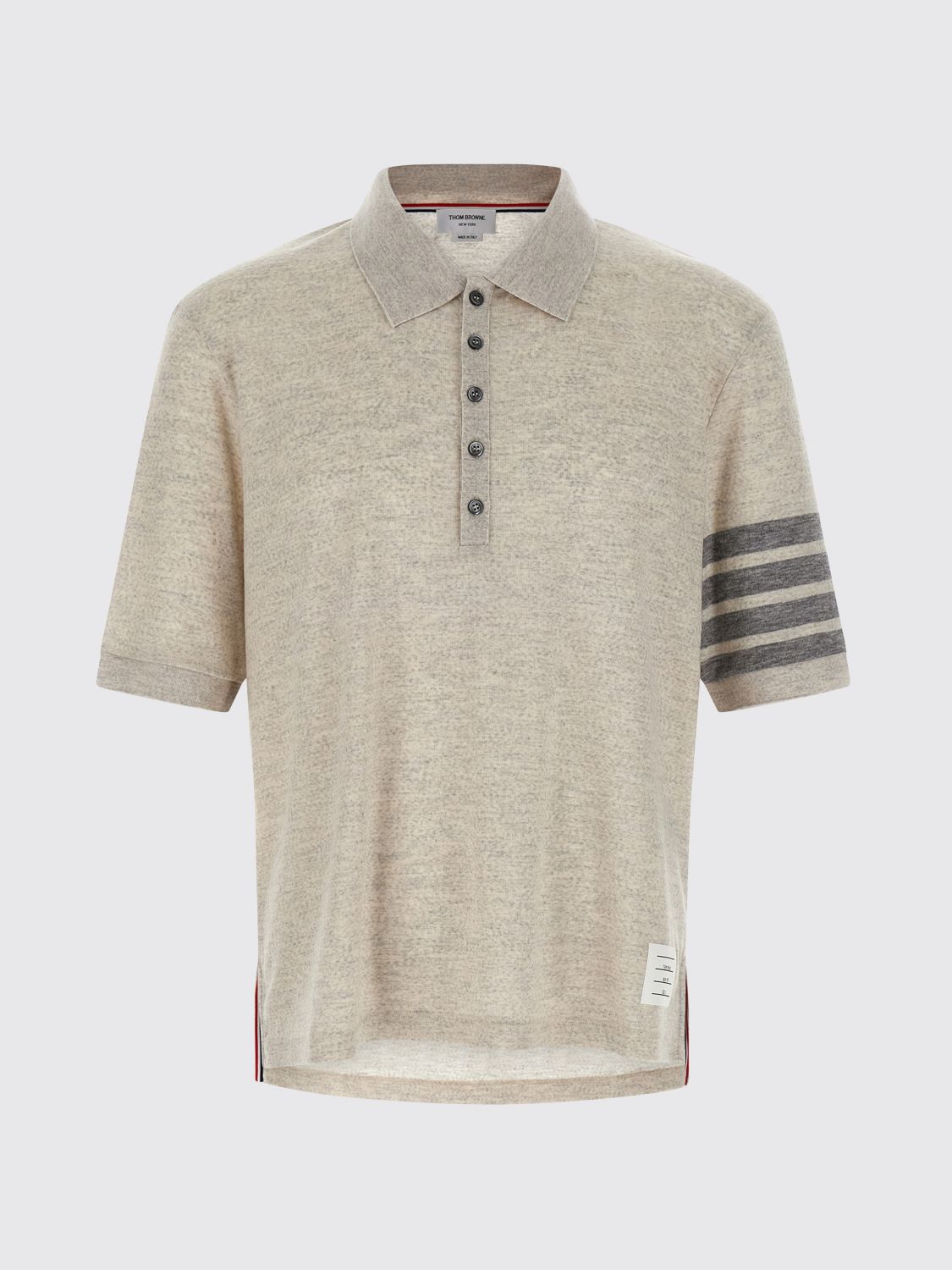 Thom Browne '4bar' Detail Polo Shirt In Gray